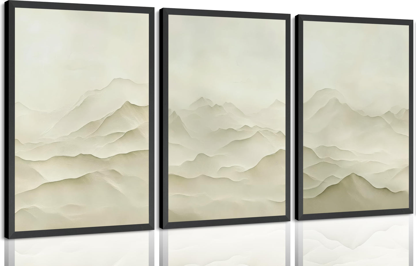 3D Textured Abstract Mountains Wall Art Set of 3 Neutral Nature Scenery Painting Wall Decor Modern Minimalist Textured Mountains Poster Print Artwork for Office Living room Study Home Decoration
