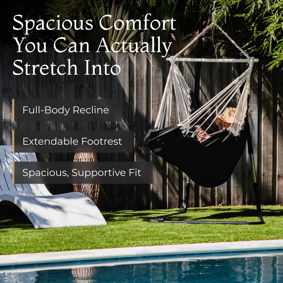 Hanging Hammock Chair Swing – Hanging Chair Outdoor & Indoor - Hammock Swing Chair – Quick & Easy Setup with Hardware Kit – Durable & Spacious Full Body Support – Holds 440 Lbs