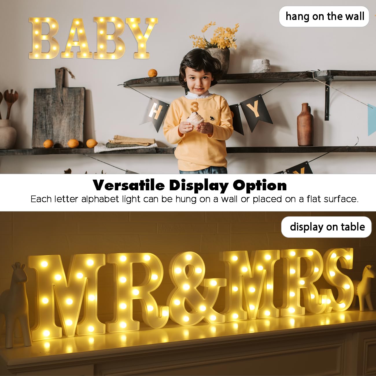 DyingSwan Small Led Marquee Letters, Light Up Letters, 8.58 Inch Led Letter Lights, Battery Powered Lighted Sign for Table, Party, Birthday, Christmas Decor (Letter S)