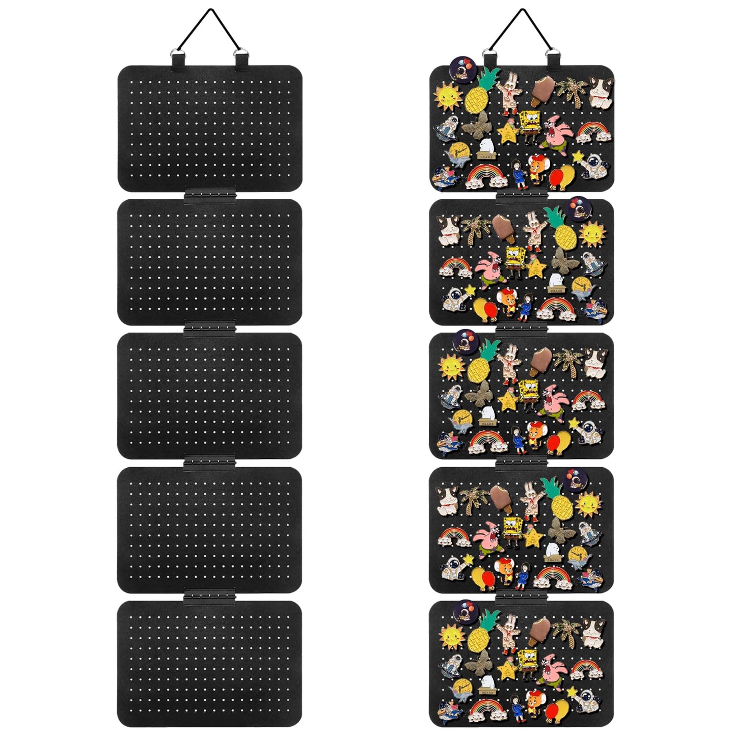 OXDFK Hanging Enamel Lapel Pin Organizer with 5 Loose-leaf Board Pieces, Removable Hanging Brooch Pin Storage Display Pages, Enamel Pin Display Panels for at Least 210 Pins (Removable)