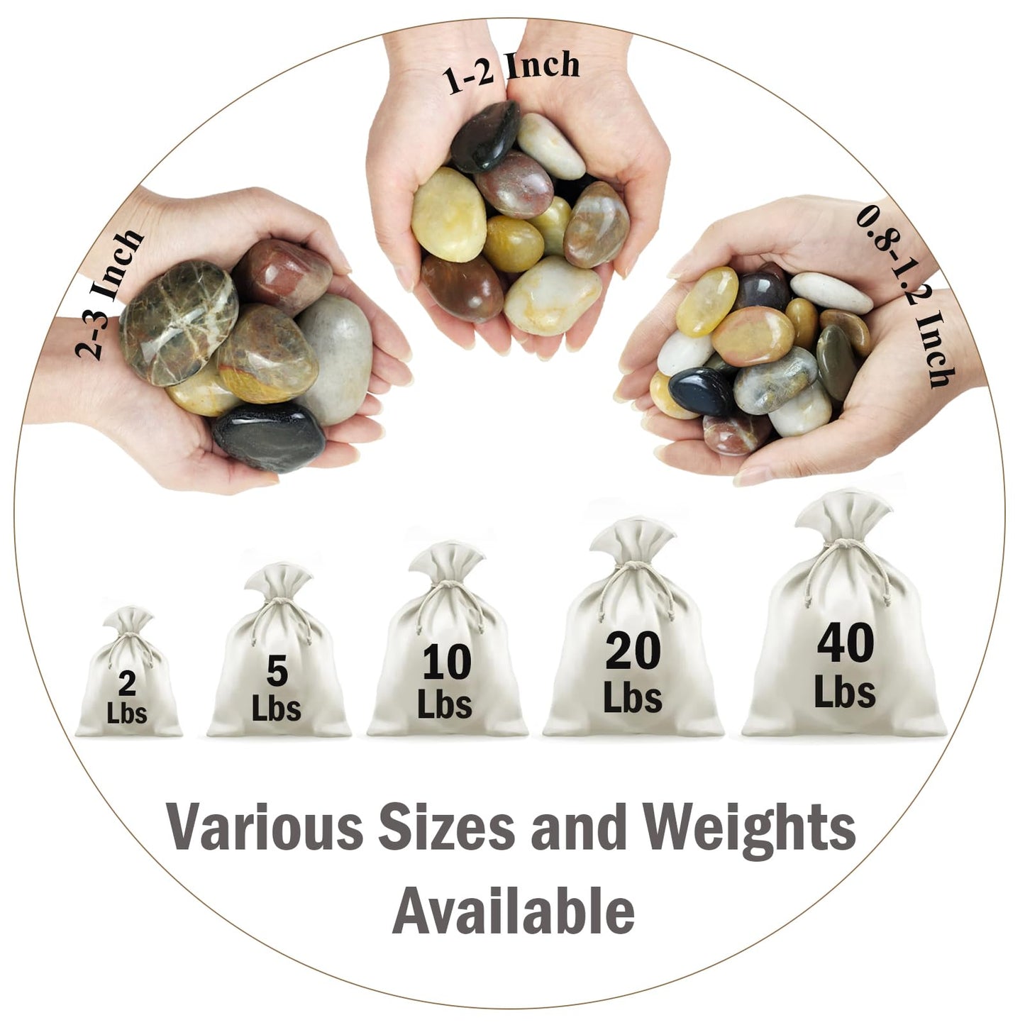 FANTIAN 20 lbs Decorative Pebbles for Outdoor Landscaping, 1-2 inch Polished River Rocks for Plant Outdoor, Aquarium, Vase, Fish Tank Gravel, River Stones and Garden Rocks