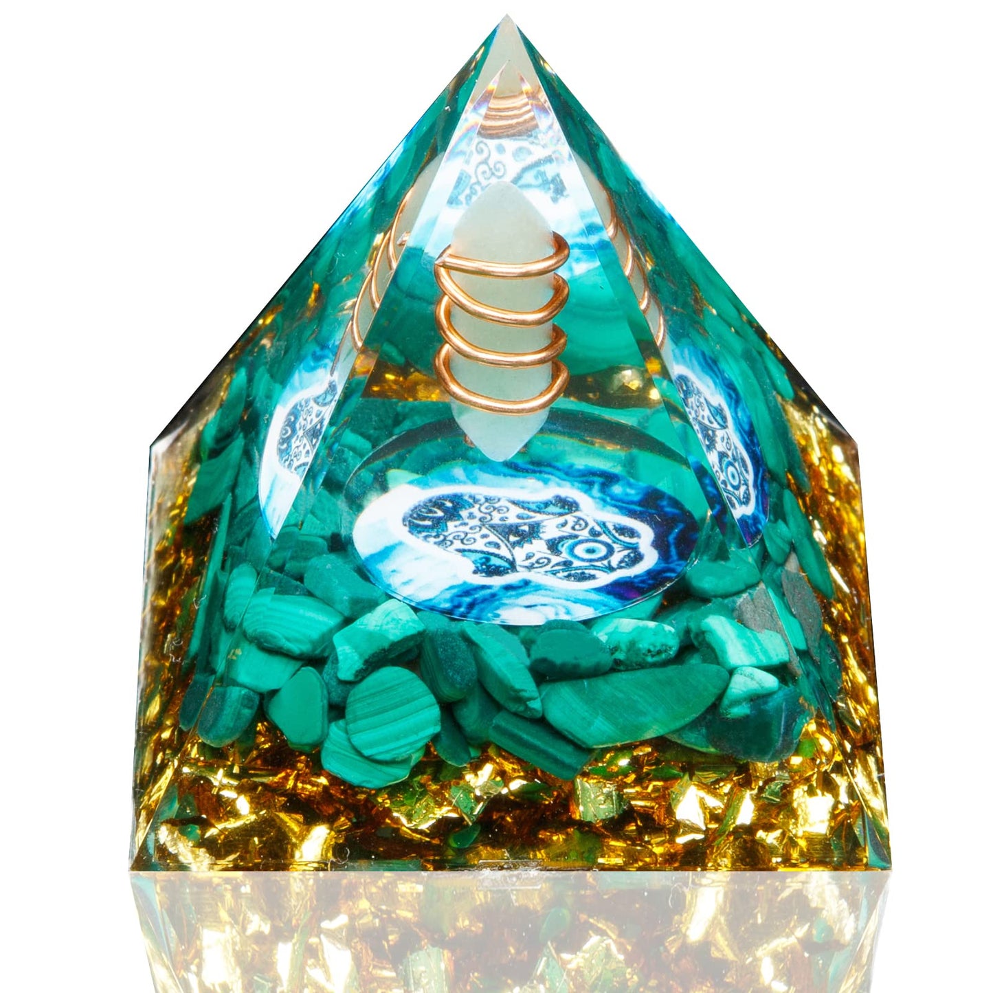 Orgone Pyramid, Small Healing Crystal Pyramid Porstive Energy Generator, Orgonite Pyramid for Resist Stress, Bring Good Luck and Wealth