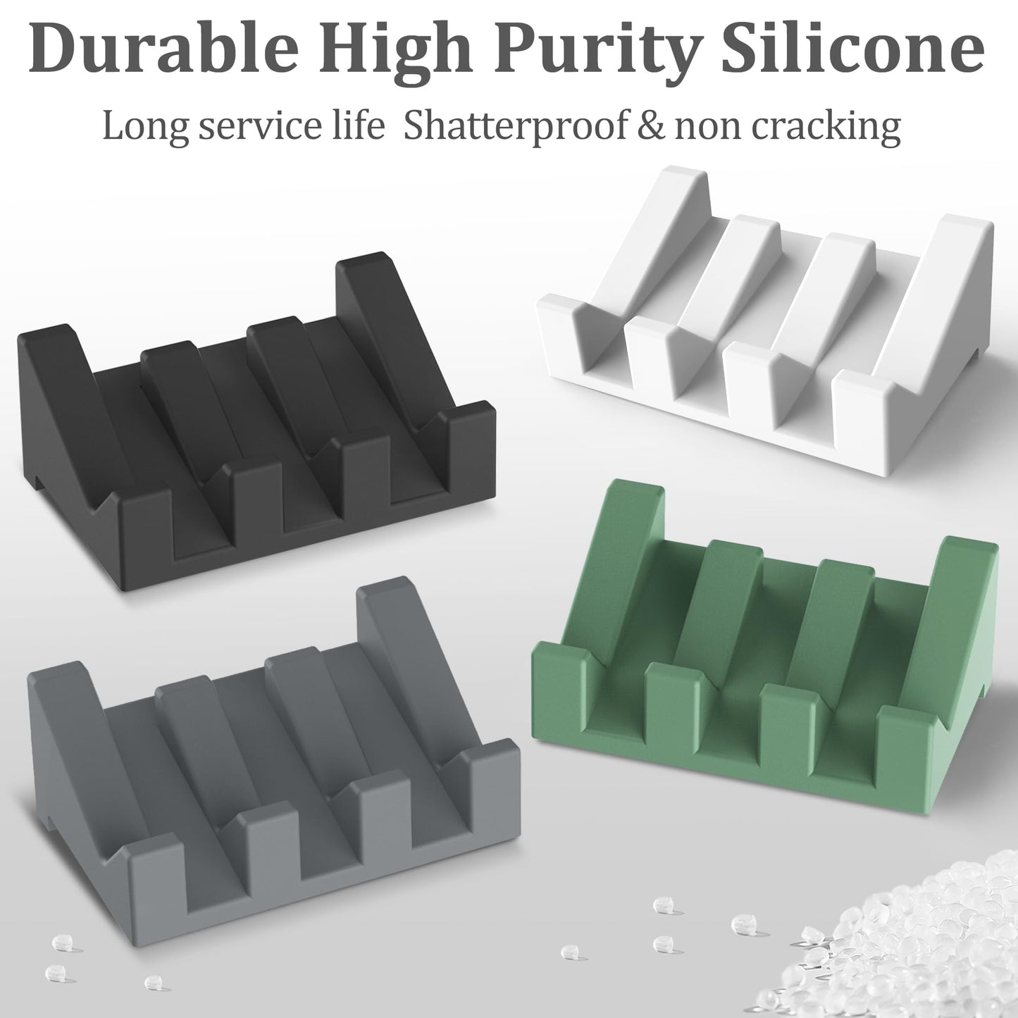 Silicone Self Draining Soap Holder Set, 3 Soap Dishes for Bar Soap, Drying Keep Soap Clean