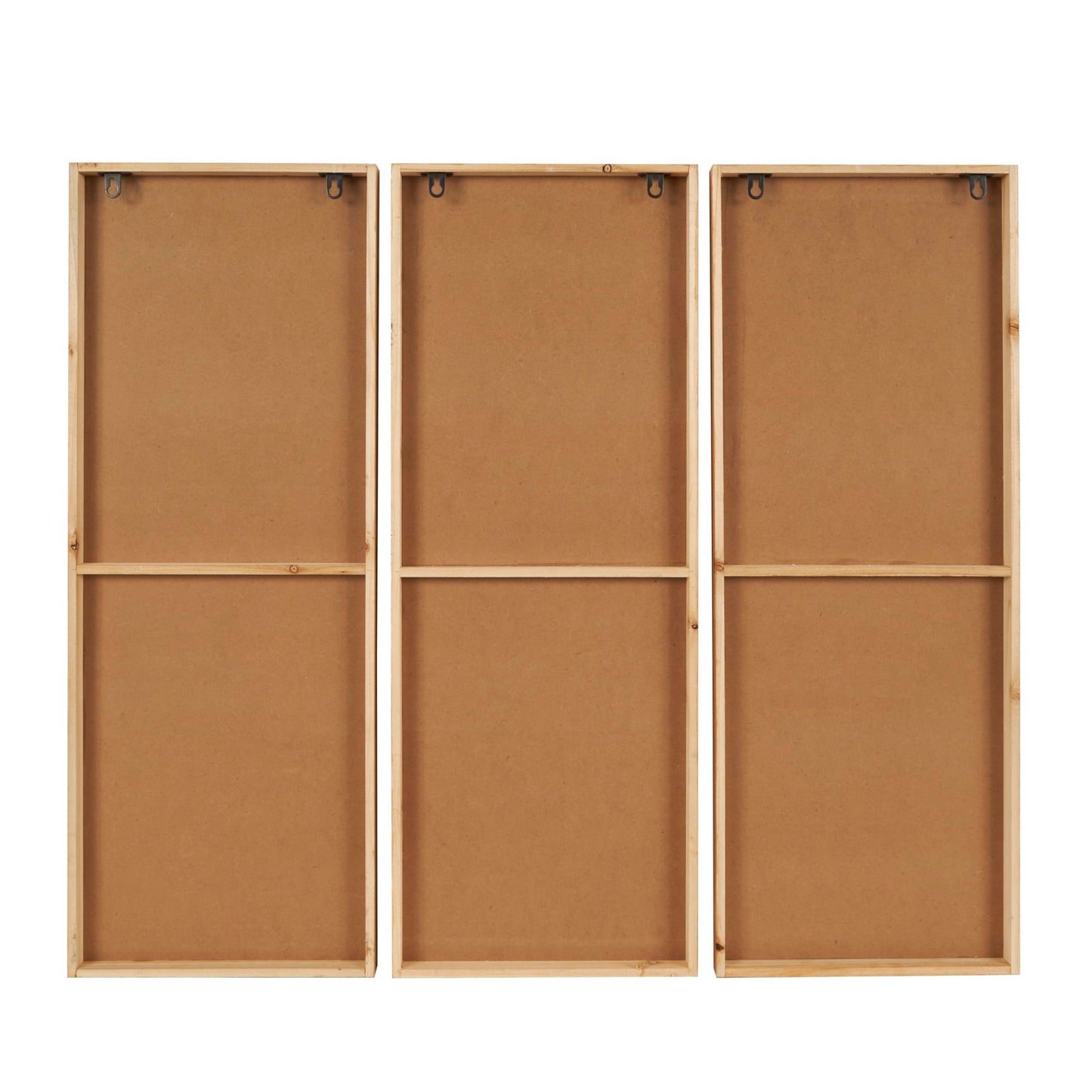 Deco 79 Wooden Geometric Handmade Home Wall Decor Textured Mixed Media Diagonal Wall Sculpture, Set of 3 Wall Art 12" W, 32" H, Brown