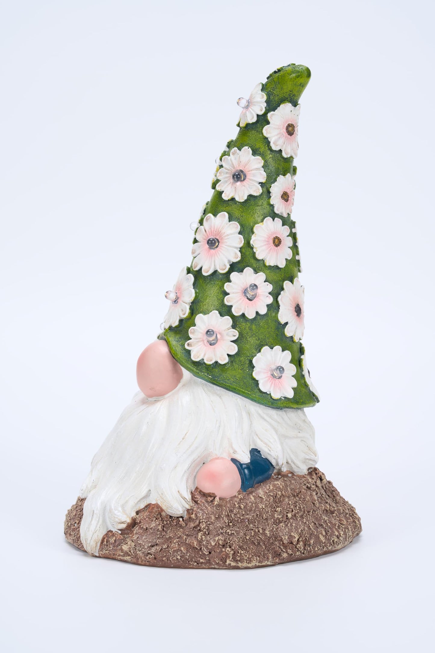 hobbyhaha Garden Gnome Solar Light Outdoor Statue, Decorative Lawn Ornament for Patio, Balcony, Yard, Housewarming Gift