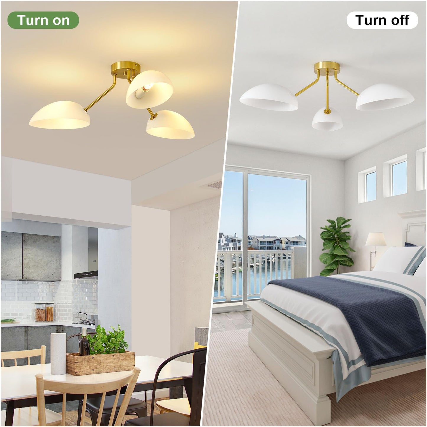 XIAOQIWU 31.5”Gold-Plated Modern Ceiling Light Chandelier Light Fixture for Bedroom and Living Room Ceiling - Adjustable Light and Color with Acrylic lampshade - Sputnik Ceiling Light