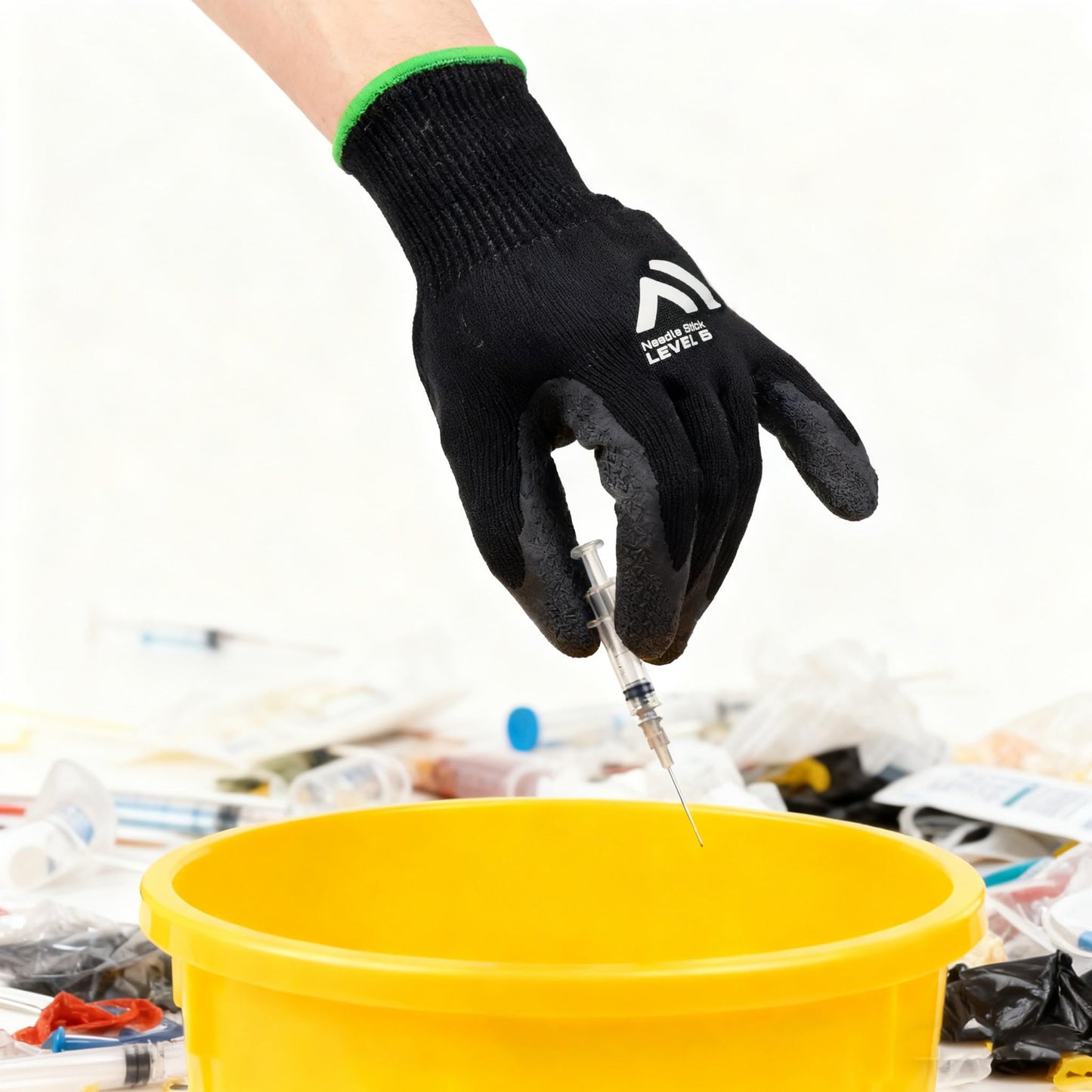 MACSHRK Level 5 A9/F Cut Resistant Gloves HPPE + Steel Wire Palm-Coated Textured Latex Anti-Stab/Puncture for Durian Opening (X-Large)