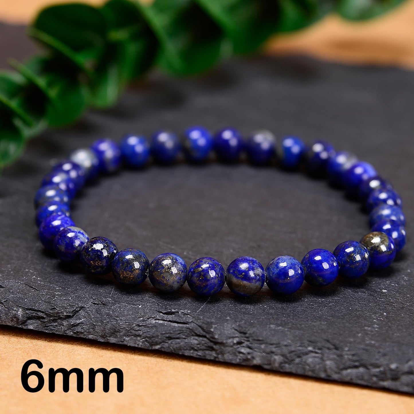 CHCCOYE 6mm Natural Healing Gemstone Bracelet Handmade Yoga Stretch Elastic Bracelet Stress Relief Crystal Jewelry for Men and Women (6mm Lapis Lazuli)