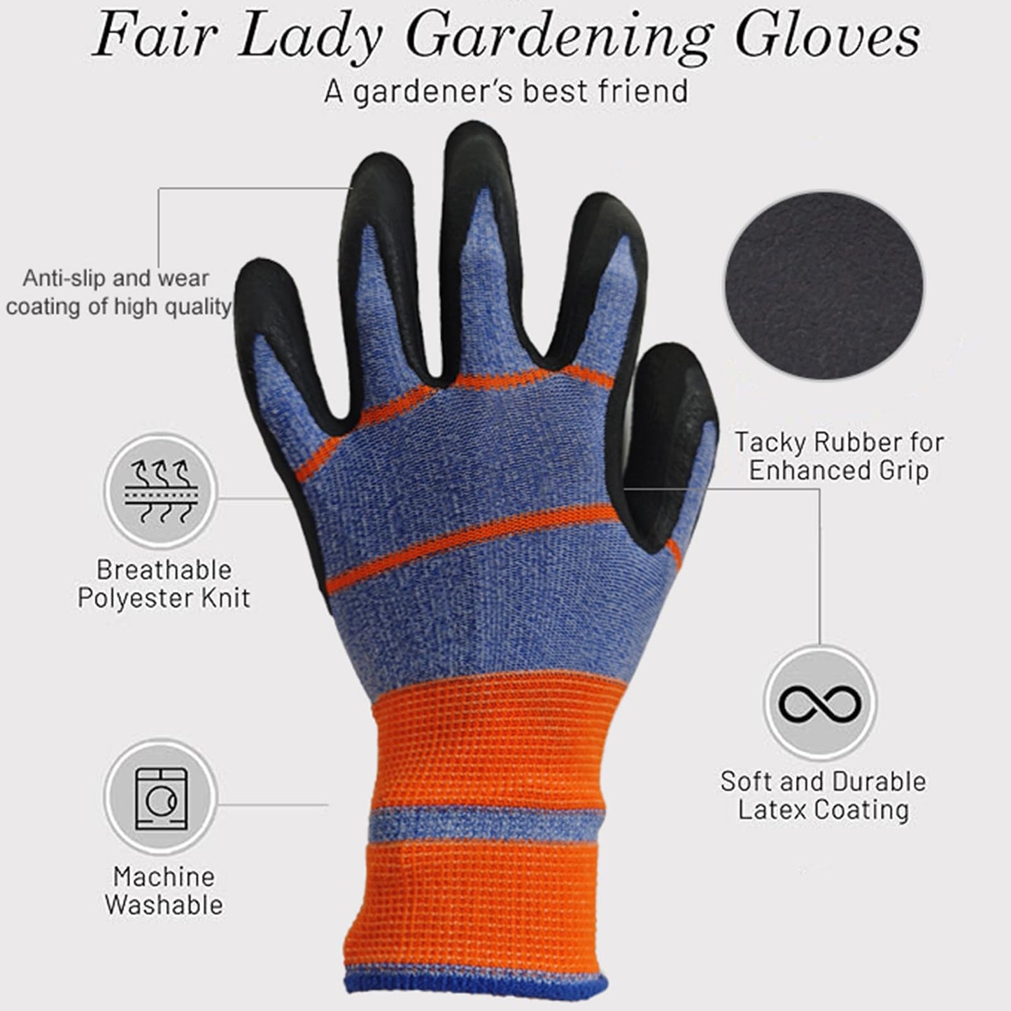 CELCOREERY 6 Pairs Gardening Gloves Great Gifts for Women and Men, Summer Work Gloves Men Breathable Latex Coated Patio Garden Gloves, Outdoor Protective Work Gloves