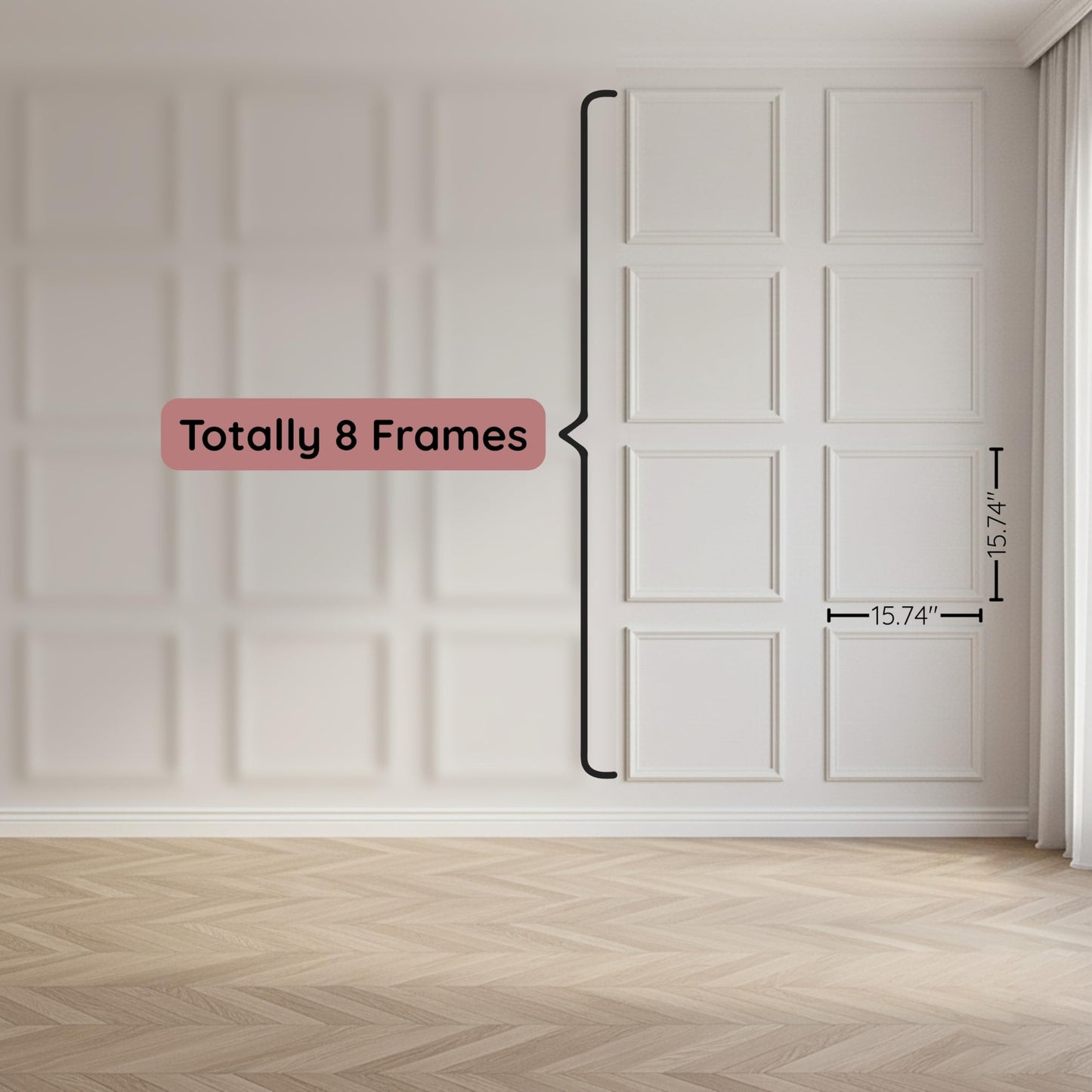 Peel and Stick Wall Moulding Panel Kit | Paintable Wainscoting Panels for Wall | Picture Frame Wall Trim Molding | DIY Accent Wall | 8 Frame Set (15.74"x15.74") | Timeless Detail Made Effortless