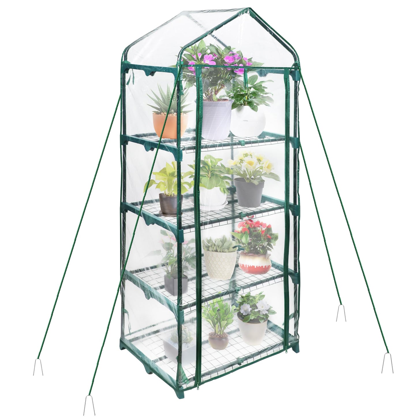 PROWORX 4 Tier Mini Greenhouse for Outdoor Indoor, Waterproof Heavy Duty Small Greenhouses with PVC Cover, Portable Green Houses for Outside Winter Plant Protection, 64'' H x 27'' L x 20'' W