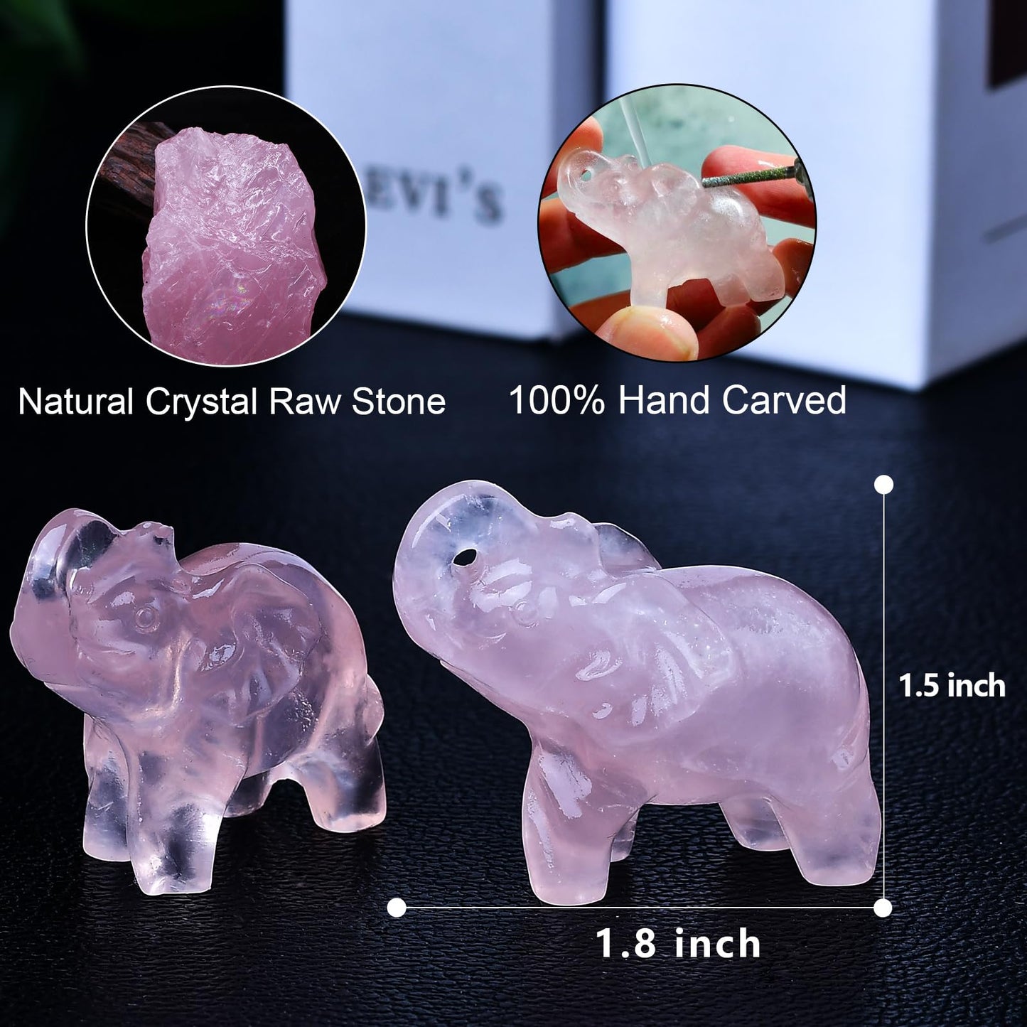 Ytbeoxk 1.8 Inch Rose Quartz Elephant Crystal Decor, Healing Crystal Cute Figurines,Pink Elephant Gemstones Decorations Statue, Lucky Reiki Stones in Home and Office Meditation Gift for Women and Men