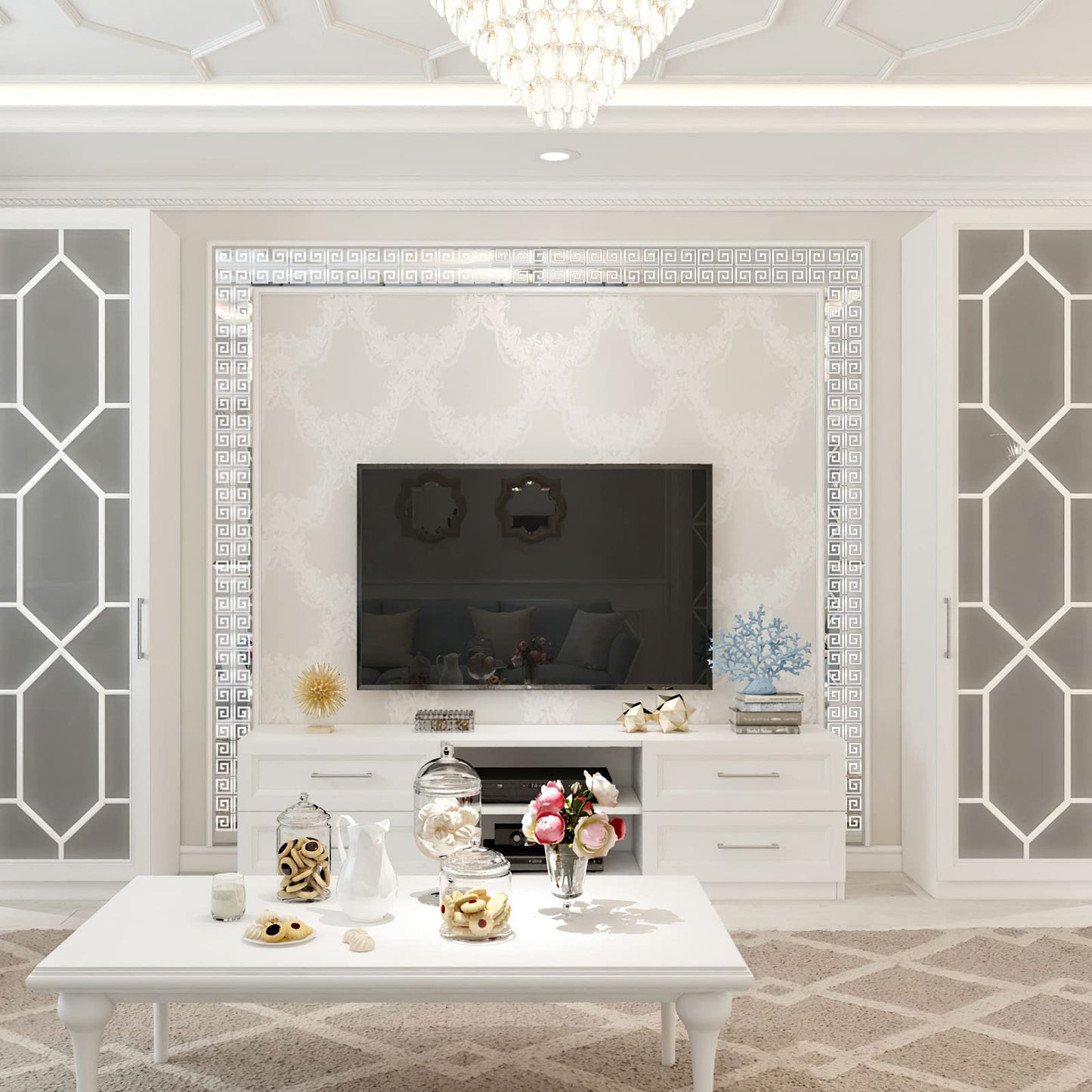 100 Pieces Removable Acrylic Mirror Setting, Mirror Tiles Wall Sticker Decal,Mirror Wall Stickers for Home Living Room Bedroom Decor,Room Decor Aesthetic(Silver)