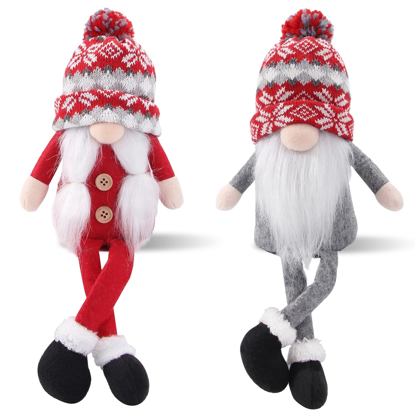 BWFY Christmas Gnomes Decorations 2 Pack Handmade Elf Santa Tomte Swedish Gnome Scandinavian Figurine Nordic Gnome Christmas Table Home Ornaments for Holiday Party Gifts