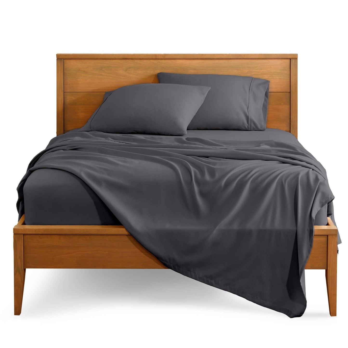 Bare Home Queen Sheet Set - 1800 Ultra-Soft Microfiber Queen Bed Sheets - Double Brushed - Deep Pockets - Easy Fit - 4 Piece Set - Bedding Sheets & Pillowcases (Queen, Forged Iron Grey)