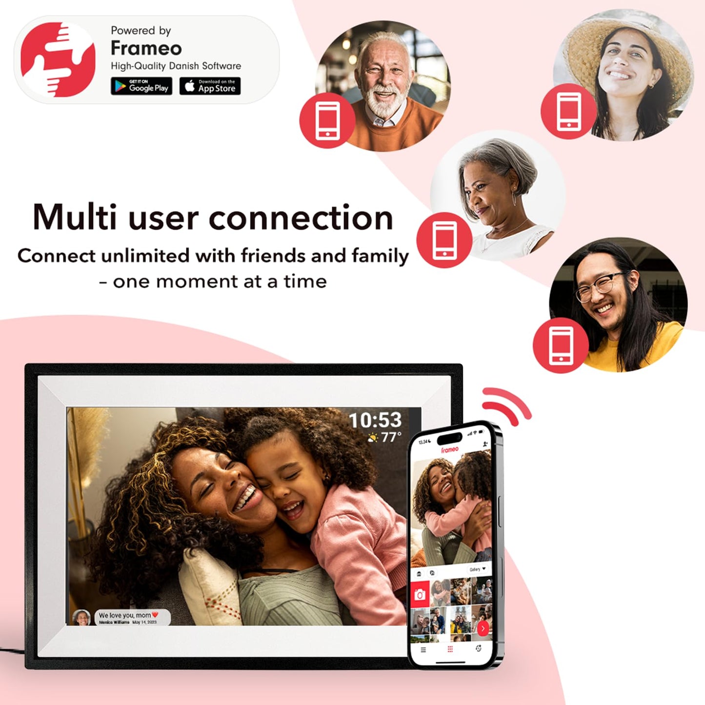 PIPI Vision 10.1 Inch WiFi Digital Picture Frame, Upgraded 32GB Storage,Smart Frameo App, IPS Touch Screen, Easy Setup, Instantly Share Photos & Videos for Mom,Grandparents