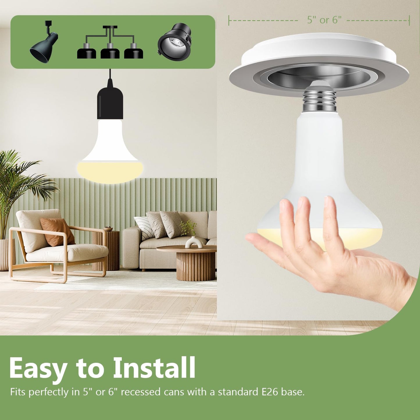 Sigalux BR30 LED Flood Light Bulbs, 7.5W Equivalent 65W, 650LM, Dimmable, 2700K Soft White, CRI 80, 110° Beam Angle, E26 Base, Energy-Efficient Indoor Recessed Lighting, 6 Pack