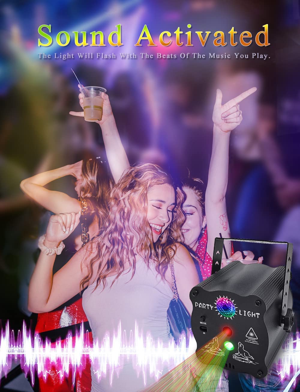 ljnyiwan Party Lights DJ Disco Lights, Sound Activated with Remote Control for Dance Party Karaoke Living Room Pub