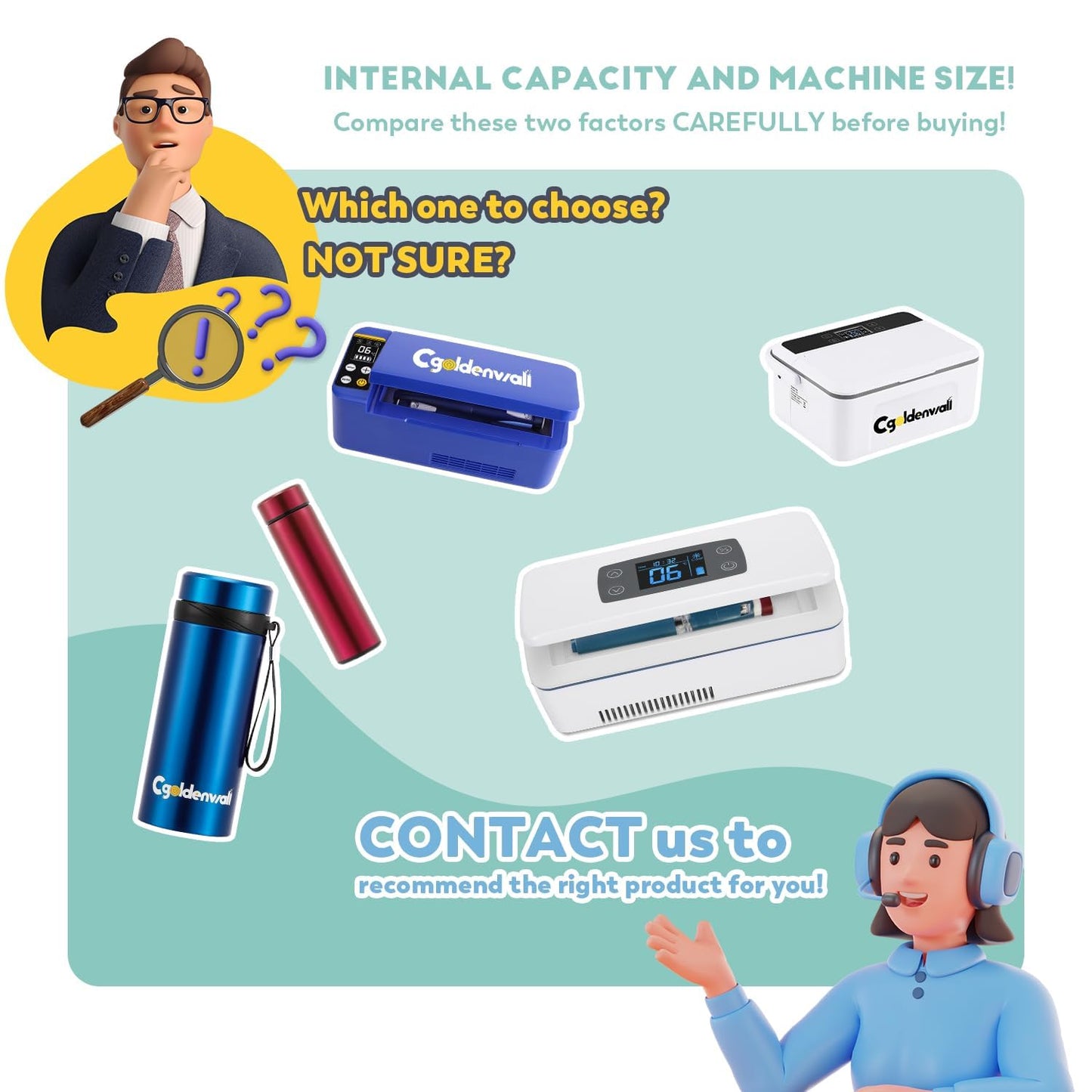 CGOLDENWALL Portable Insulin Cooler Box for Max.12 Pens, 7.5 * 3 * 2.7inches Internal Capacity 32-64℉ Setting with 5V 13600MAH Battery Mini Medicine Refrigerator for Home &Outdoor Use