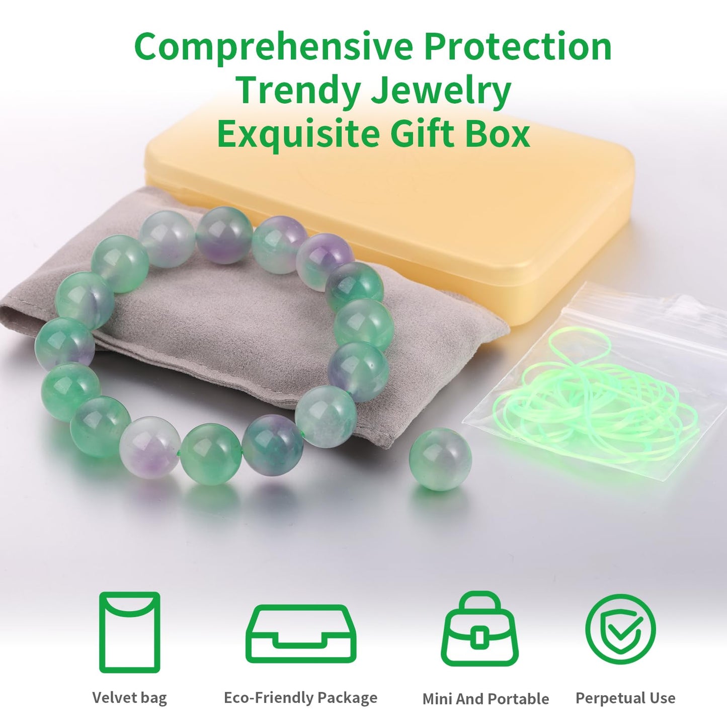 Handmade Natural Jade Beaded Bracelet for Women & Men – Genuine Green/White Jade Gemstone Stretch Bracelet – Lucky Energy Healing Jewelry Gift for Peace, Prosperity & Protection GP