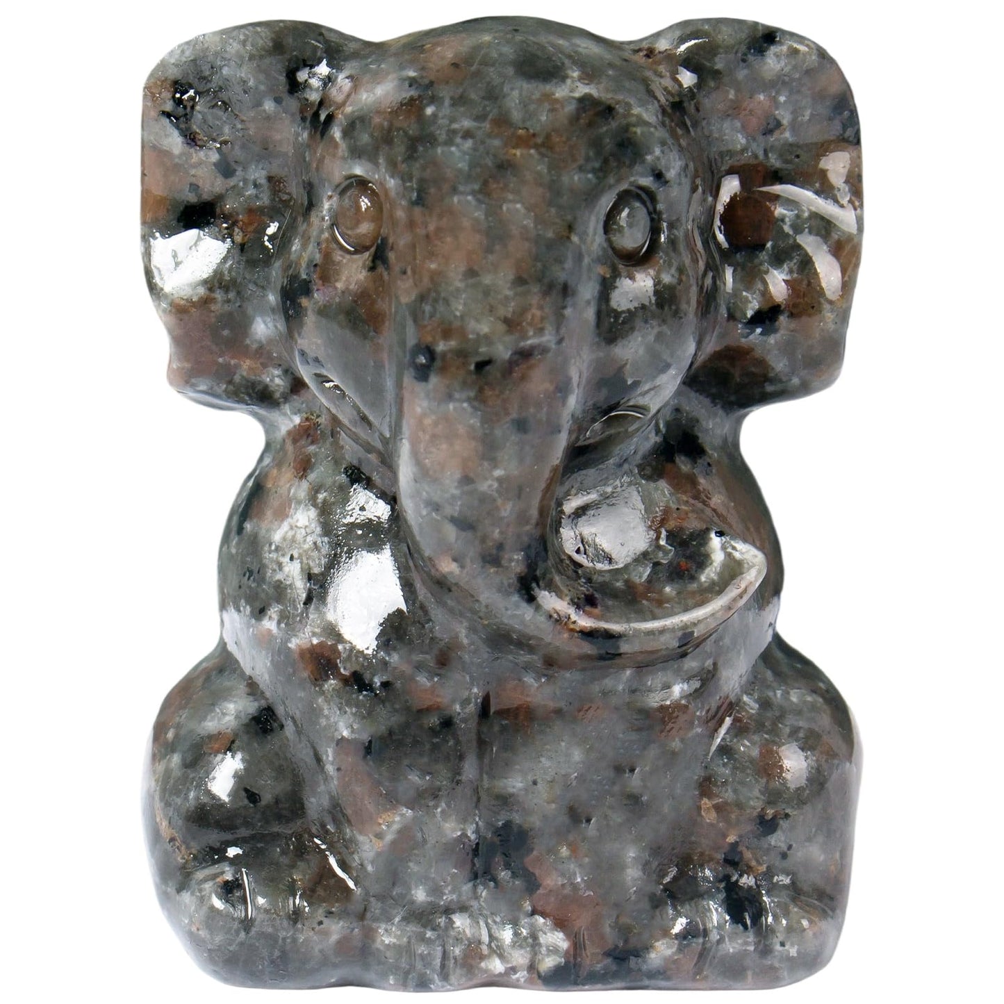 Ytbeoxk 2 Inch Crystal Elephant Decor Statues, Yooperlite Cute Sitting Elephant Figurines, Reiki Healing Crystal Carved Animal Statues, Home Office Desk Hand Carved Decor Gifts for Women