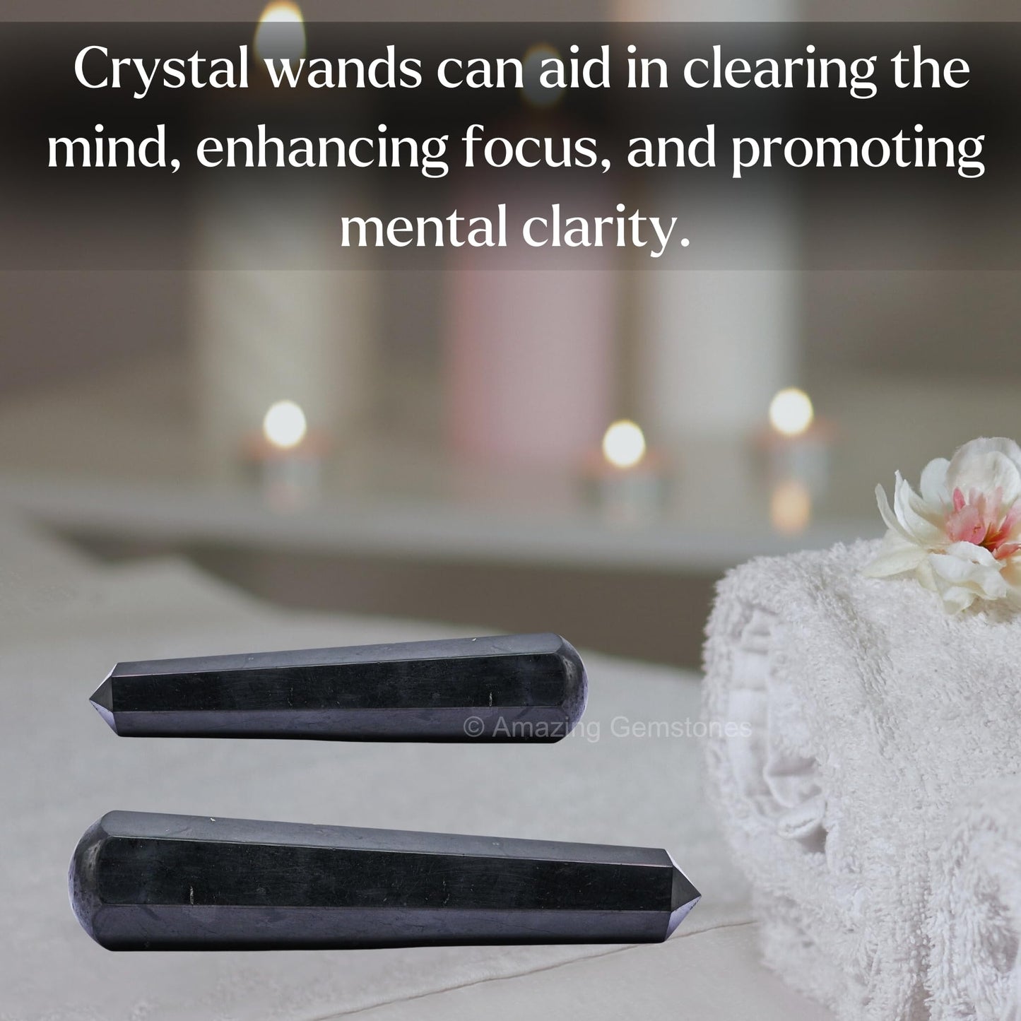 Amazing Gemstone Shungite Crystal Wand Massage Stick - Pelvic Wand Gua Sha for Adults - Crystals and Healing Stones Massage Wands for Adults Gifts (Pointed)