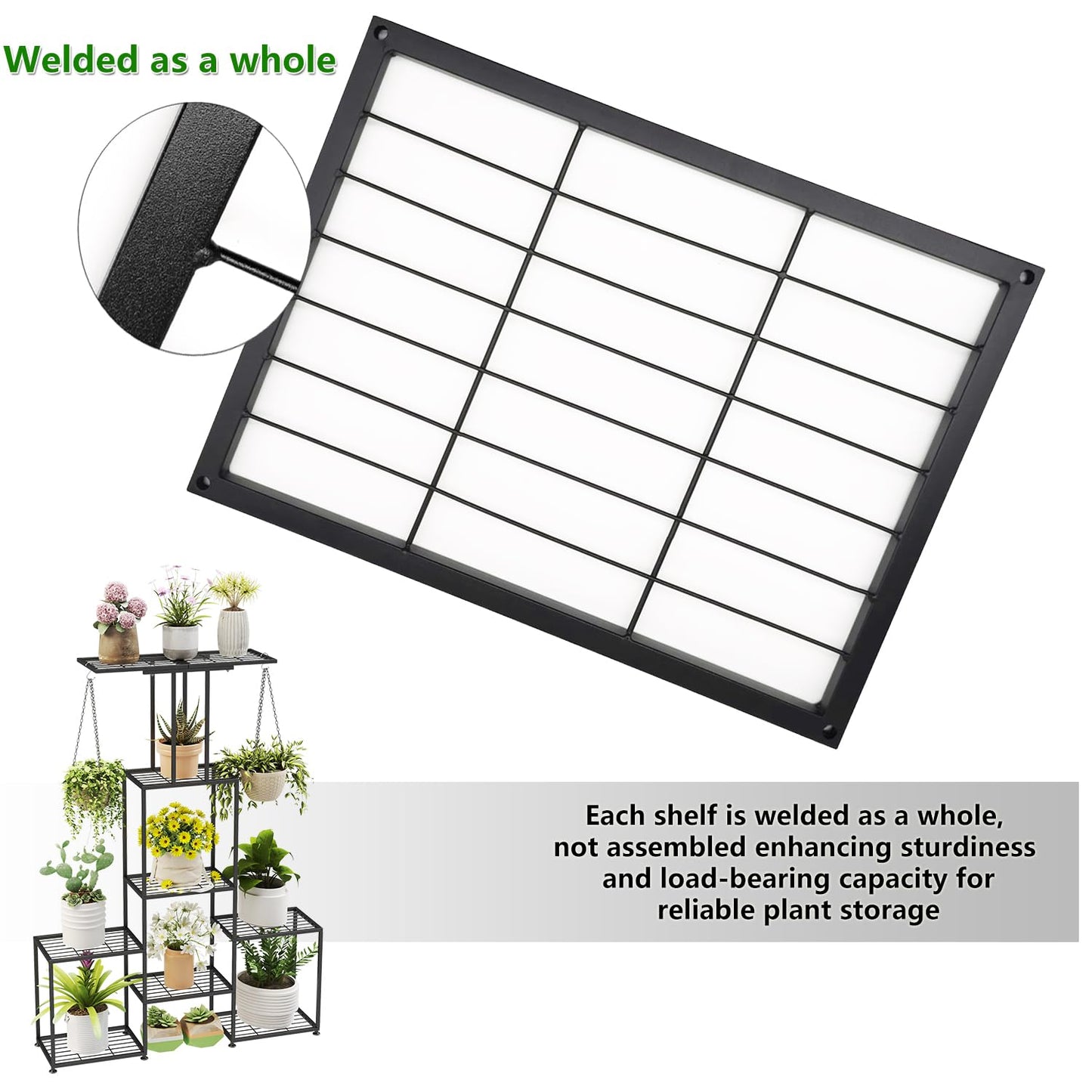 YUJCHMTZN Plant Stand Indoor Outdoor, Metal 6 Tier Tall Hanging Plant Shelf for Multiple Flower Planter Large Heavy Duty Ladder Plant Holder for Garden, Black (y-202)