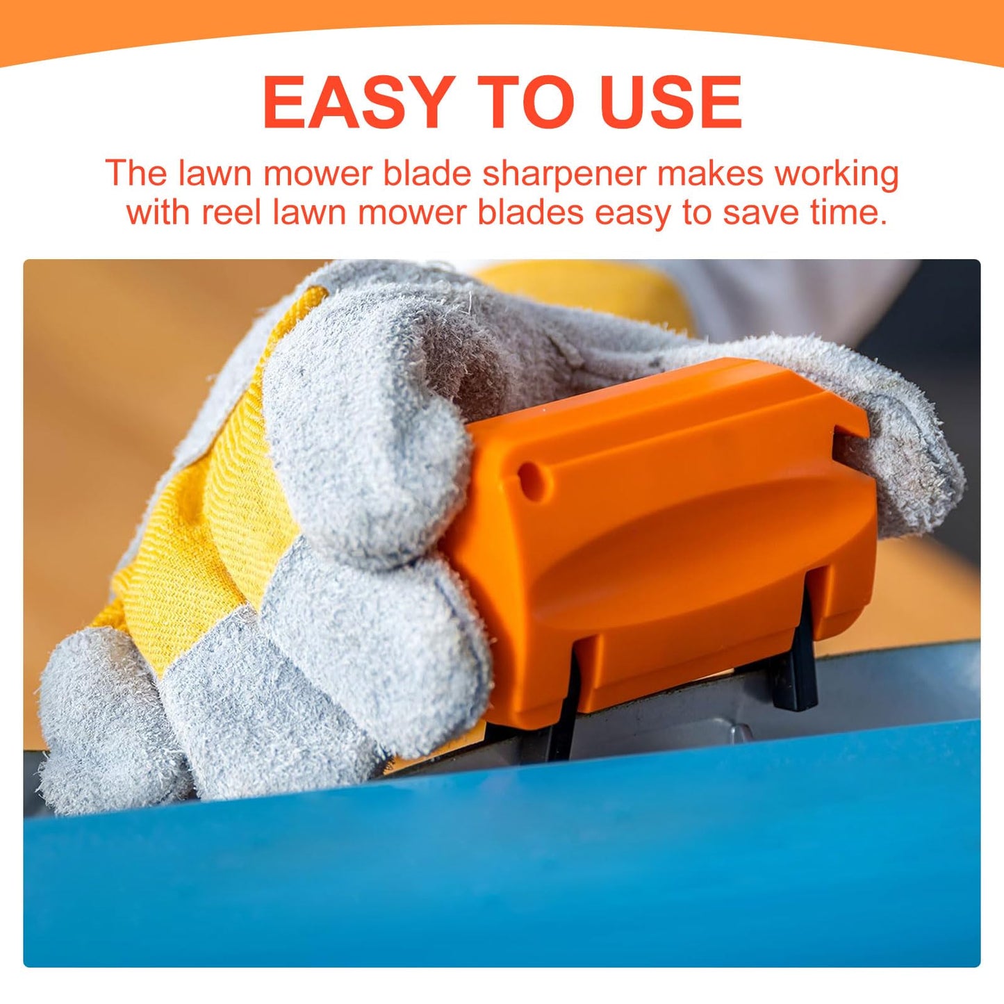 Niahm Manual Reel Mower Blade Sharpener for Push Mower, Reel Blade Sharpener for Reel Mower, Orange