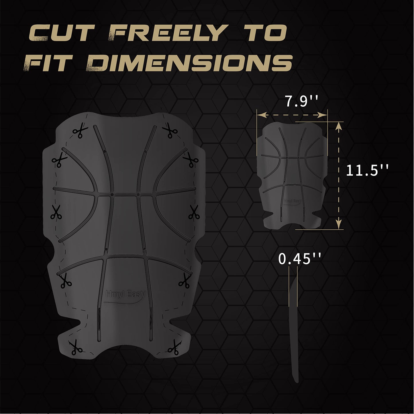 Hmyl Easy Knee Pad Insert for Work Pants/Bibs, Uniforms, and Tactical Pants, Breathable Knee Pad Inserts for Construction, Flooring, Gardening,and Garage, 11.5''×7.9''×0.45'', BLACK, 3 Pairs