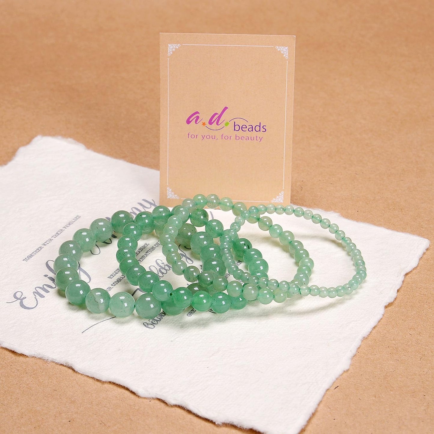 AD Beads Handmade Gemstone Stretch Elastic Bracelet Crystal Healing Reiki Nature's Beauty and Spiritual Essence Unisex (8mm, Green Aventurine (Opportunity))