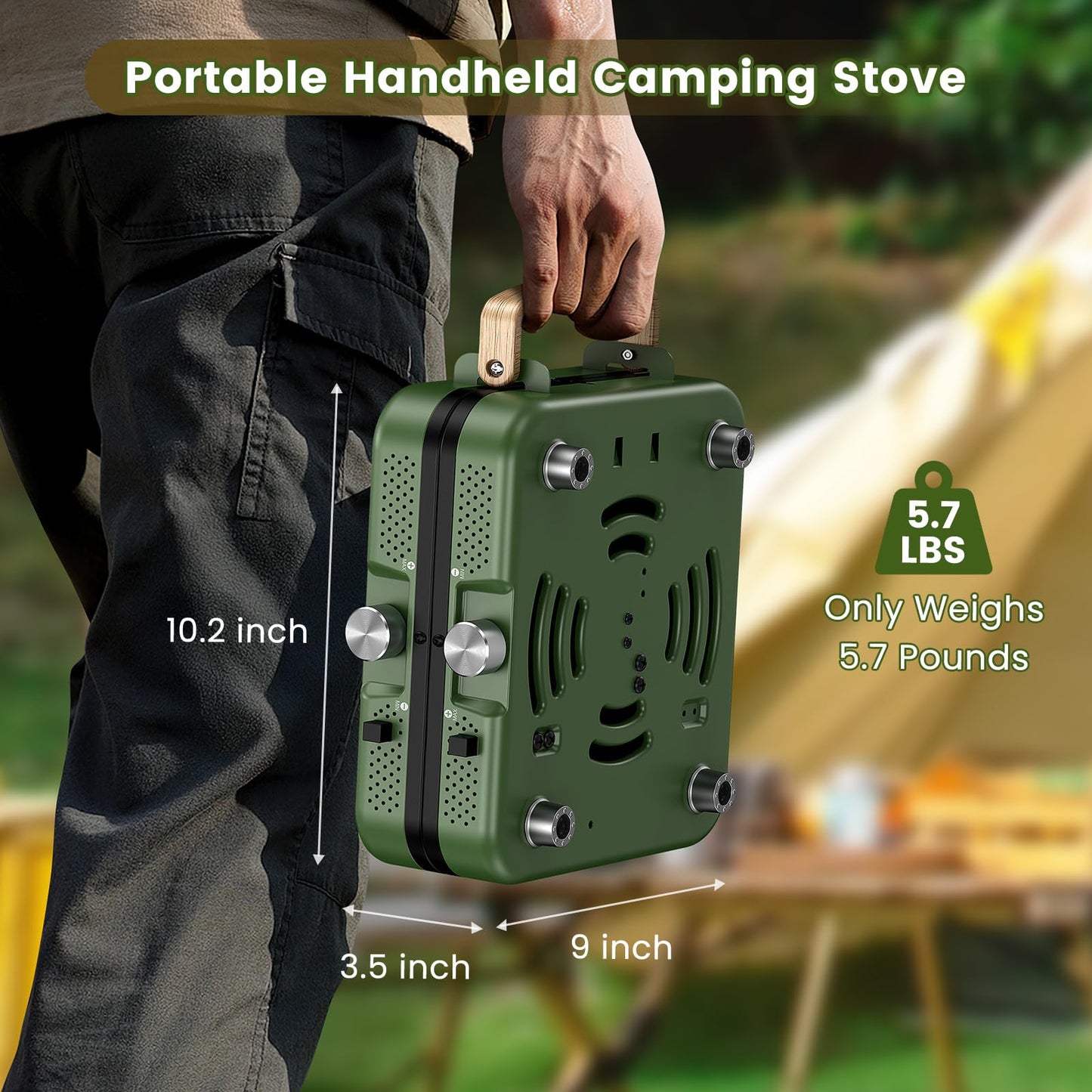 OGERY 2-Burner Foldable Camping Stove with Griddle (Textured & Smooth) and Carrying Bag, Portable Propane Camp Stove with 2 Adjustable Burners & Piezo Ignition, for Camping Tailgating Essentials Gear
