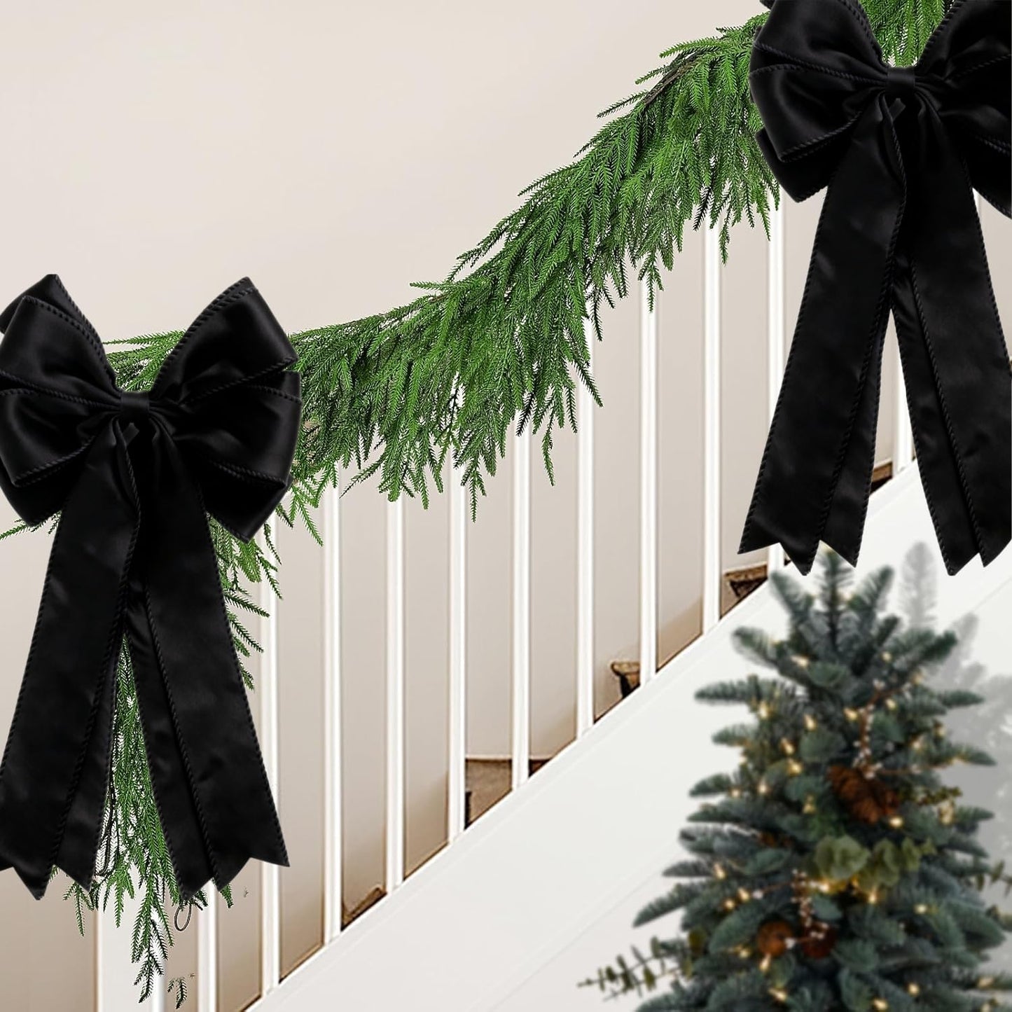 Meseey Large Velvet Bows for Farmhouse Wreaths, 20 x 10 Inches, 2 Pack, Door Decorations (Black)