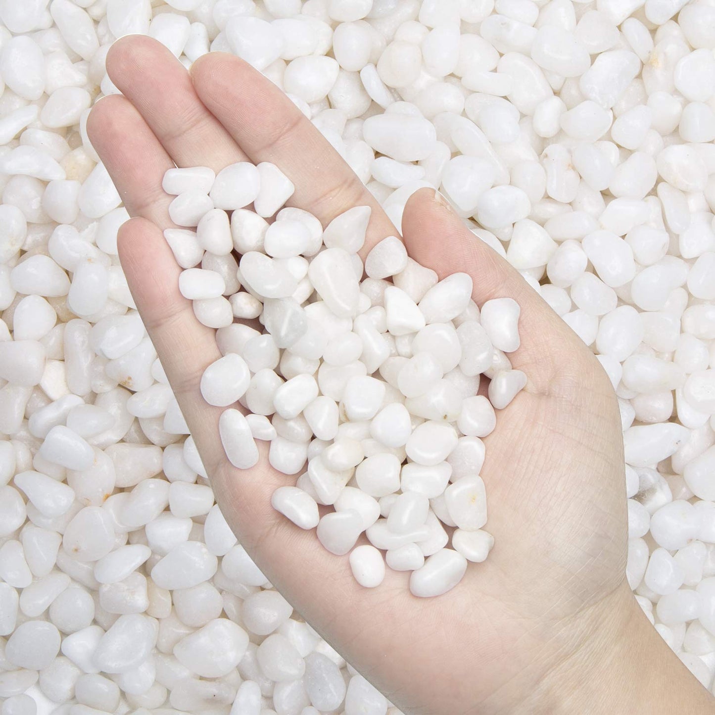 OUPENG Natural Polished Decorative White Pebbles - Small Stones 3/8" Gravel Size,River Rocks Pebbles for Plants, Home DIY Decor,Aquarium Gravel,Vase Fillers,Fairy Garden,Landscaping Outdoor Stones.