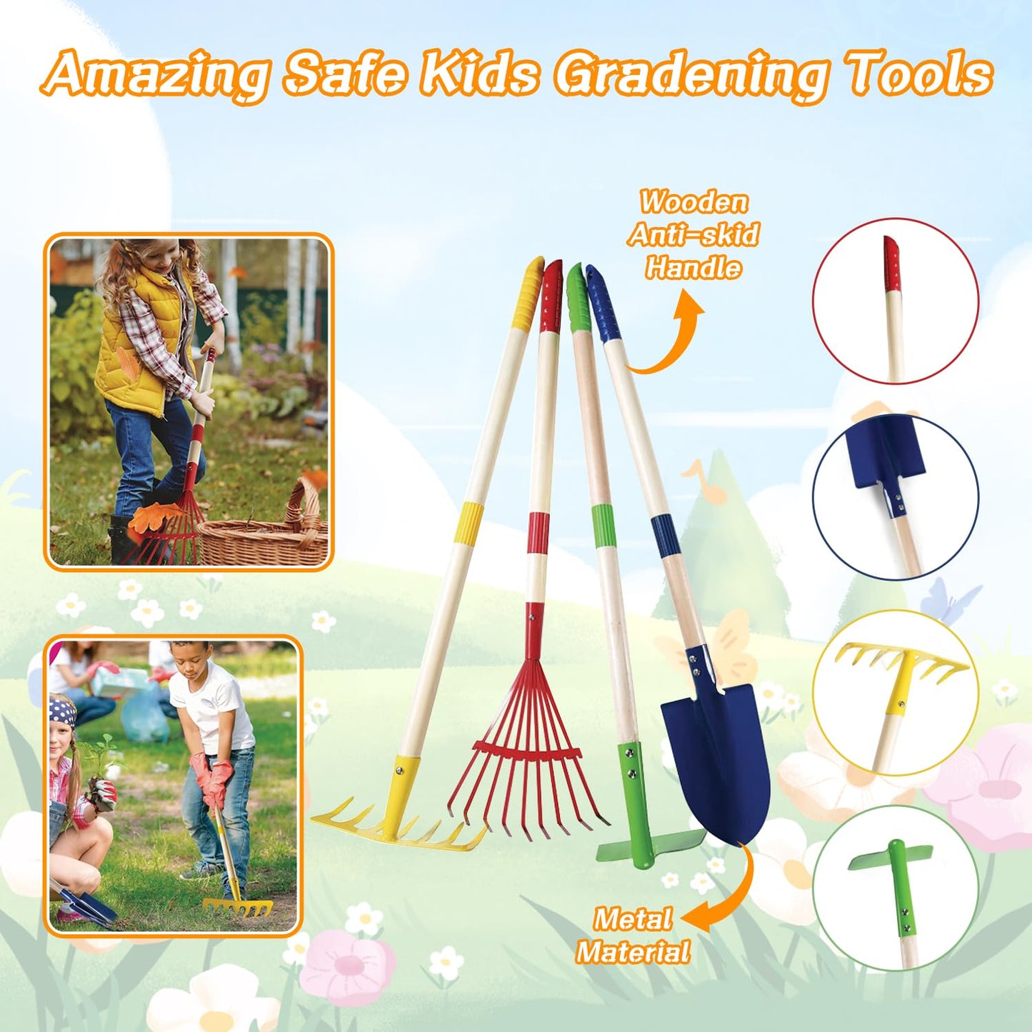 Mostop Kids Gardening Tools Outdoor Toys with Wheelbarrow, Kids Wheelbarrow Outside Toys for Kids Age 4-8, Educational STEM Learning Pretend Toys Outdoor Indoor for Toddlers Kids Boys Girls