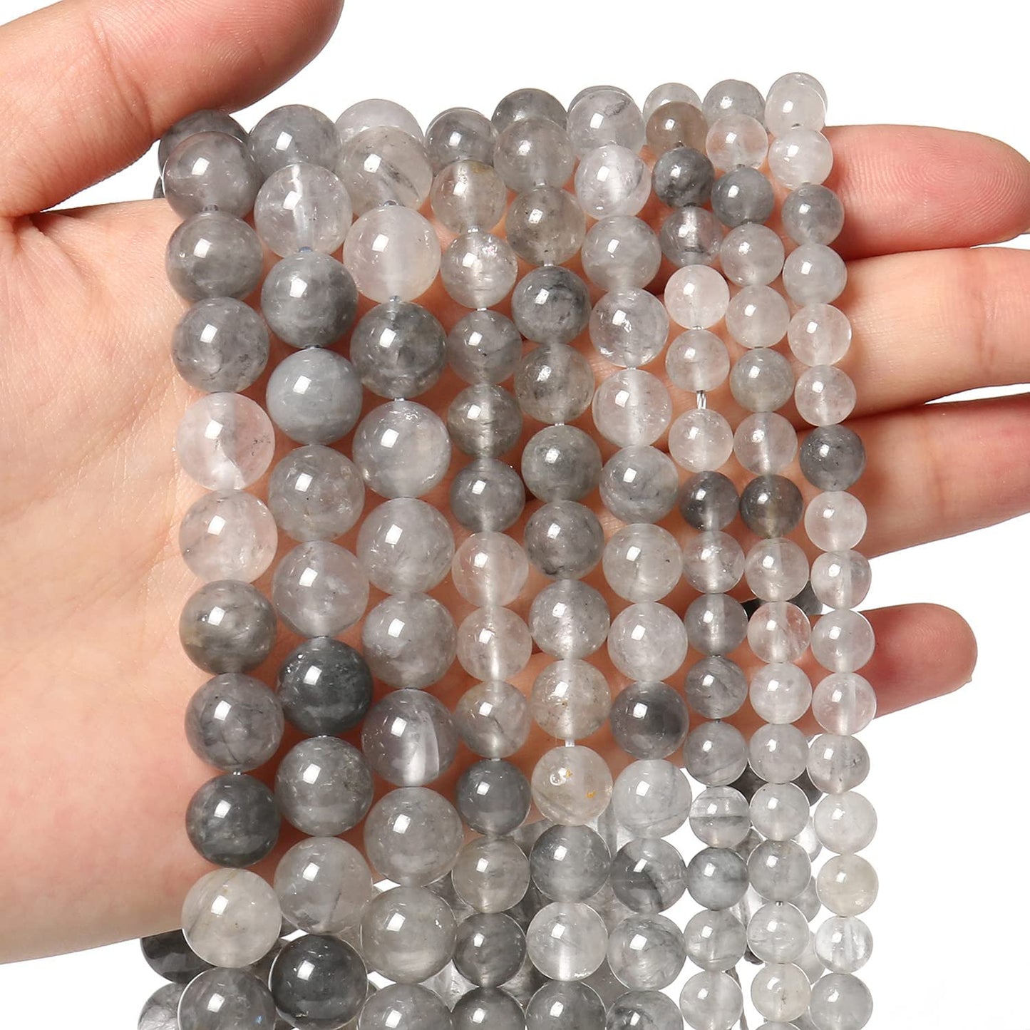 60pcs 6mm Natural Stone Beads Greystone Crystal Beads Energy Crystal Power Gemstone for Jewelry Making, DIY Bracelet Necklace