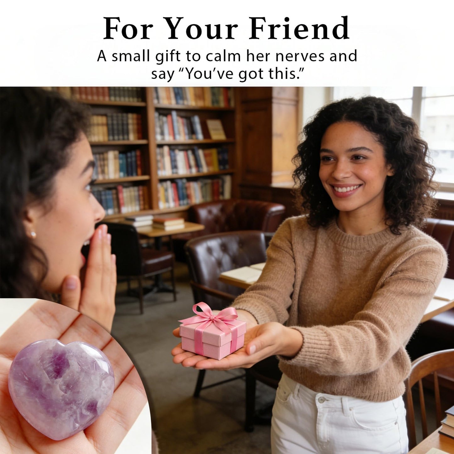 Taxhtext Anxiety Support Gift for Women - Amethyst Crystal Worry Stone, Stress Relief Thumb Stone, Thinking of You Comfort Gift, Inspirational Keepsake for Friends Family & Loved Ones (Amethyst)