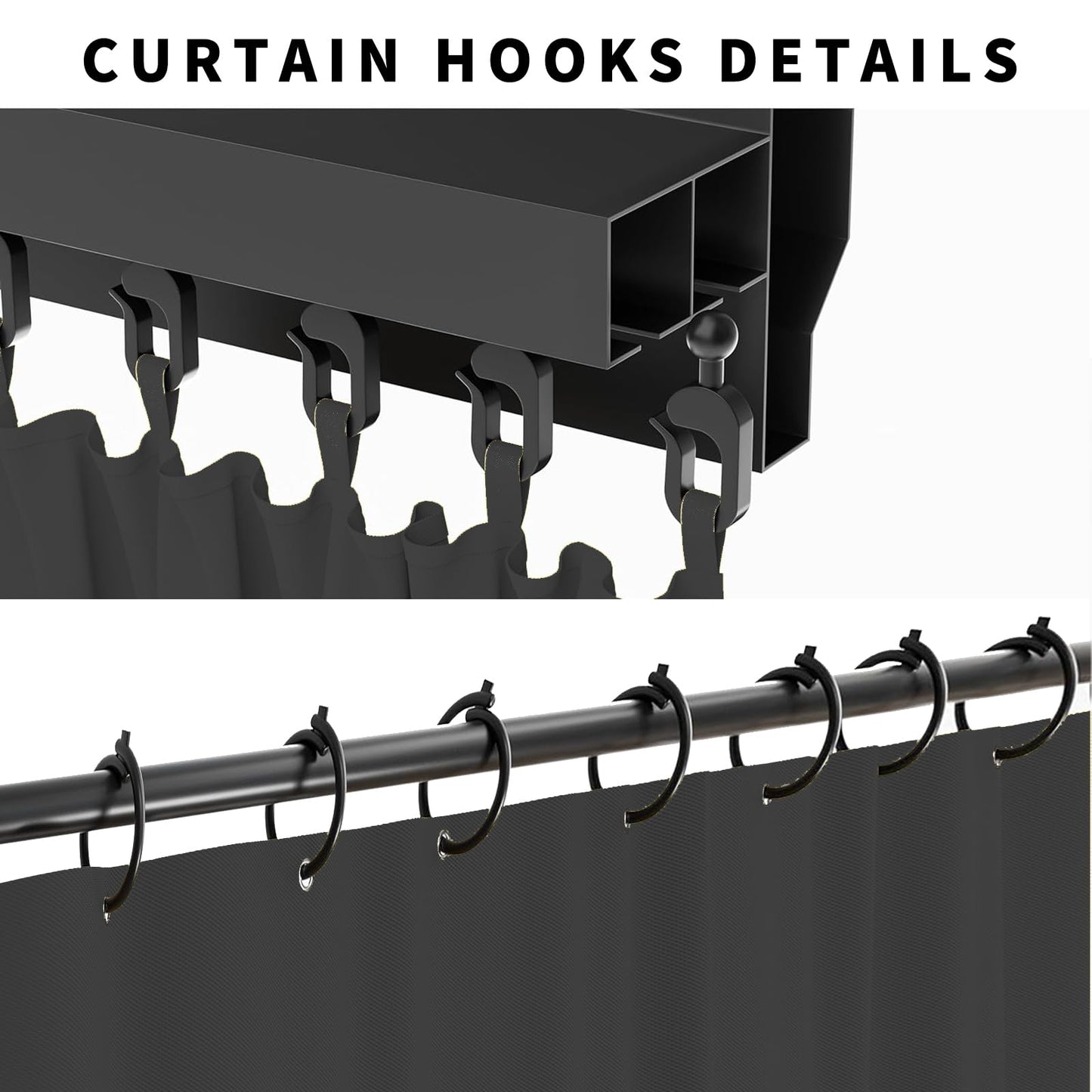 GarPad Gazebo Curtain Replacement Universal Privacy Curtain, 4-Panels Sidewall 10'X12' Curtain Gazebo Outdoor with Zipper,Universal Replacement for Patio Privacy Screen Black(Only Curtain)