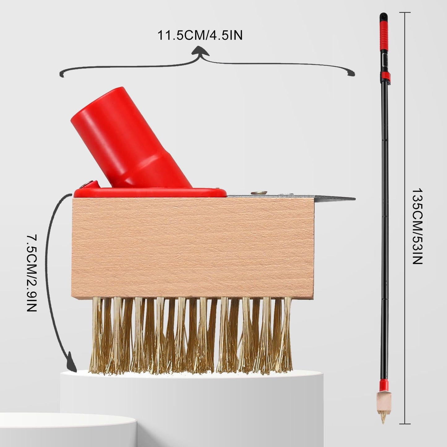Mitclear Moss Remove Brush with Long Handle(53IN), Deck Crevice Cleaning Tool, Weed Remover with Wire Brush & Metal Blade, Crack Moss Remover for Pavement Driveway Patio Sidewalk Paver(3 Brush Heads)