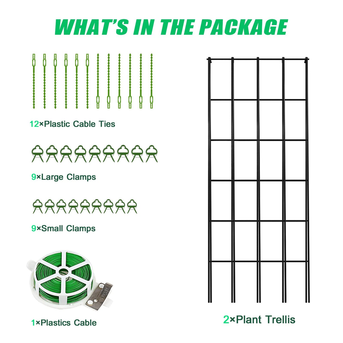 DoCred Cucumber Trellis, 2 Pack Foldable A Frame Trellis for Raised Bed Climbing Plants, Vegetables, Includes Plant Support Clips, Twist Ties, Plastic Ties- Made from PVC-Coated Steel