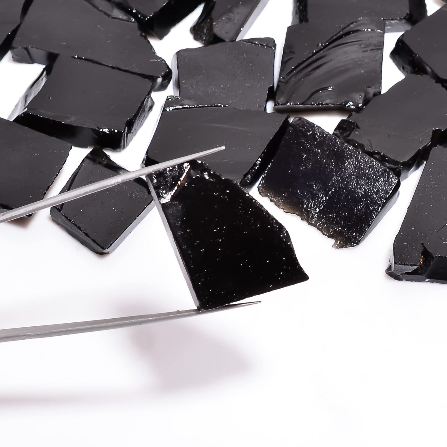 Natural Black Tourmaline Raw Slice Gemstone - Healing Crystals for DIY Jewelry Making -Loose Natural Cabochon -Perfect for Crafting Unique Jewelry Designs (5 pcs, 25-35 mm)