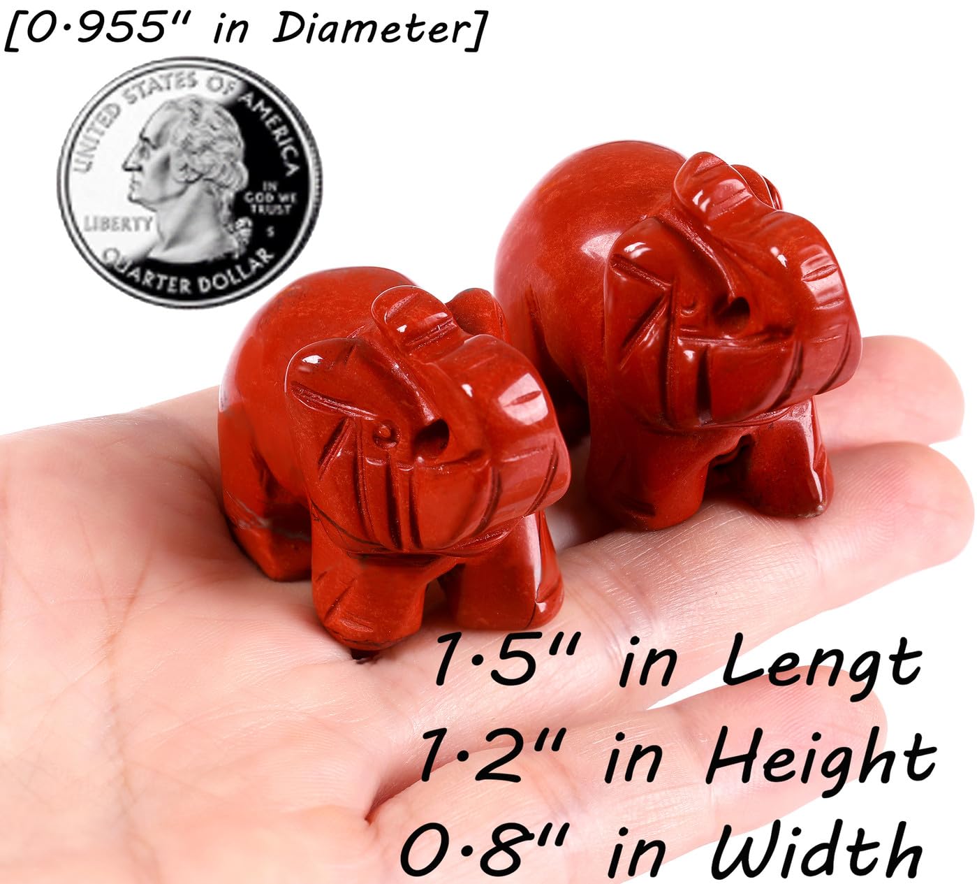QINJIEJIE Red Jasper Crystals Elephant Decor Desk Stones Figurine Natural Gemstones Decoration Room Office Pocket Statue Meditation Spiritual Stocking Stuffers Christmas Stocking Stuffers Gifts Women