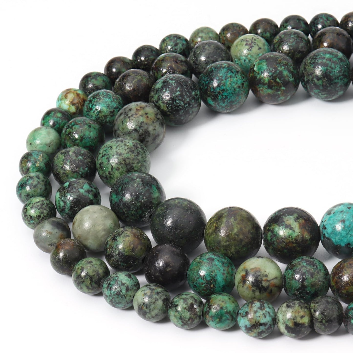 Siomia 60pcs 6mm Natural African Turquoise Gemstone Beads Energy Healing Crystal Round Loose Stone Beads for Jewelry Making, DIY Bracelets Necklaces