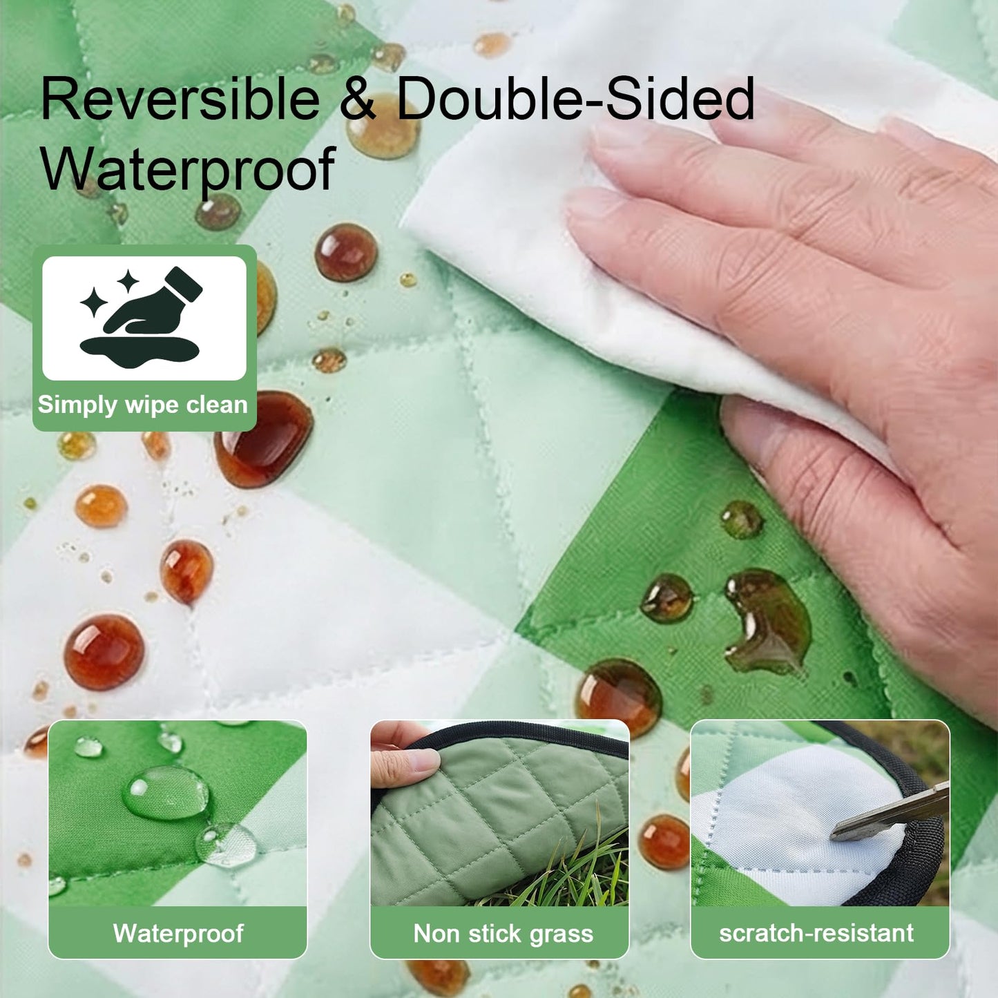 JACTUM 2 in 1 Tote Picnic Blanket Waterproof Outdoor Camping Mat,Large Capacity Beach Blanket 80''x80'' 7 Layers Easy to Foldable and Carry.