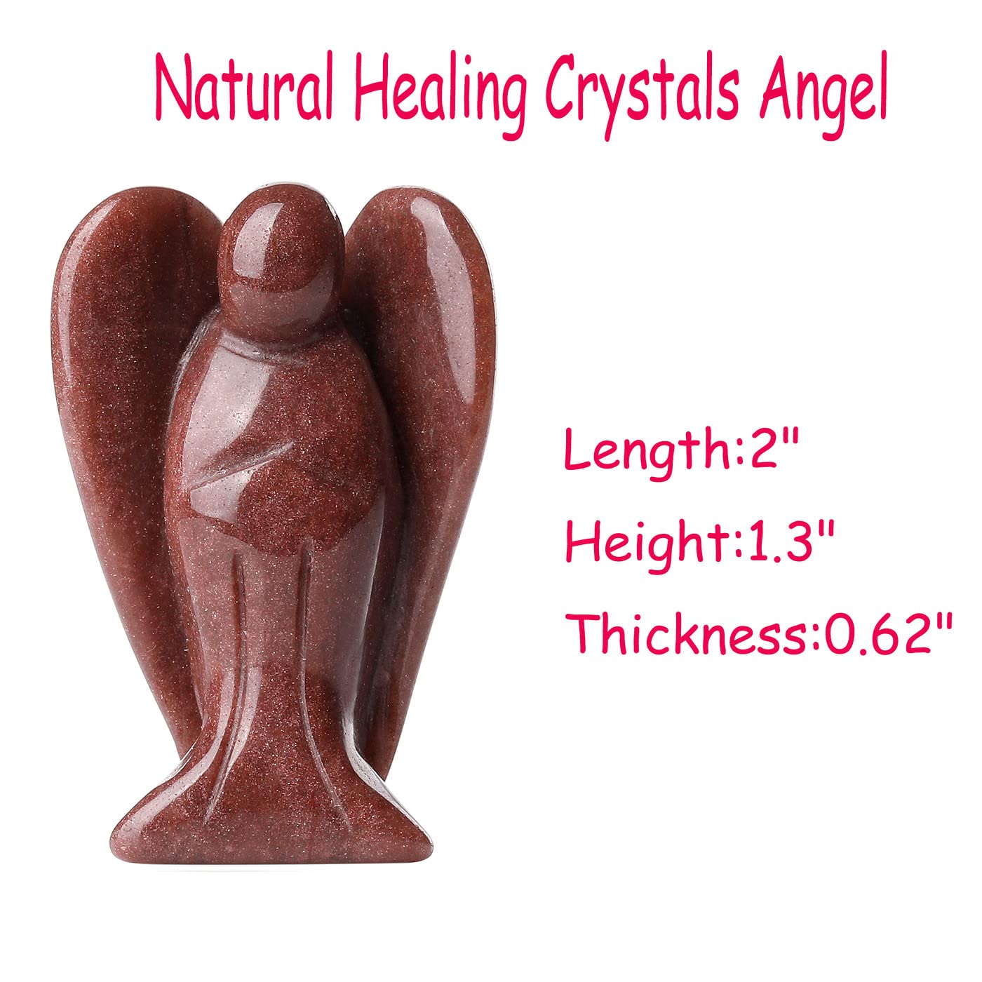 YATOJUZI 2" Strawberry Quartz Angel Decor Cute Polished Natural Stone Hand Carved Pink Healing Crystal Sculpture Statue Figurines Gemstone Hippie Home Room Office Desk Decoration Gifts for Women Men