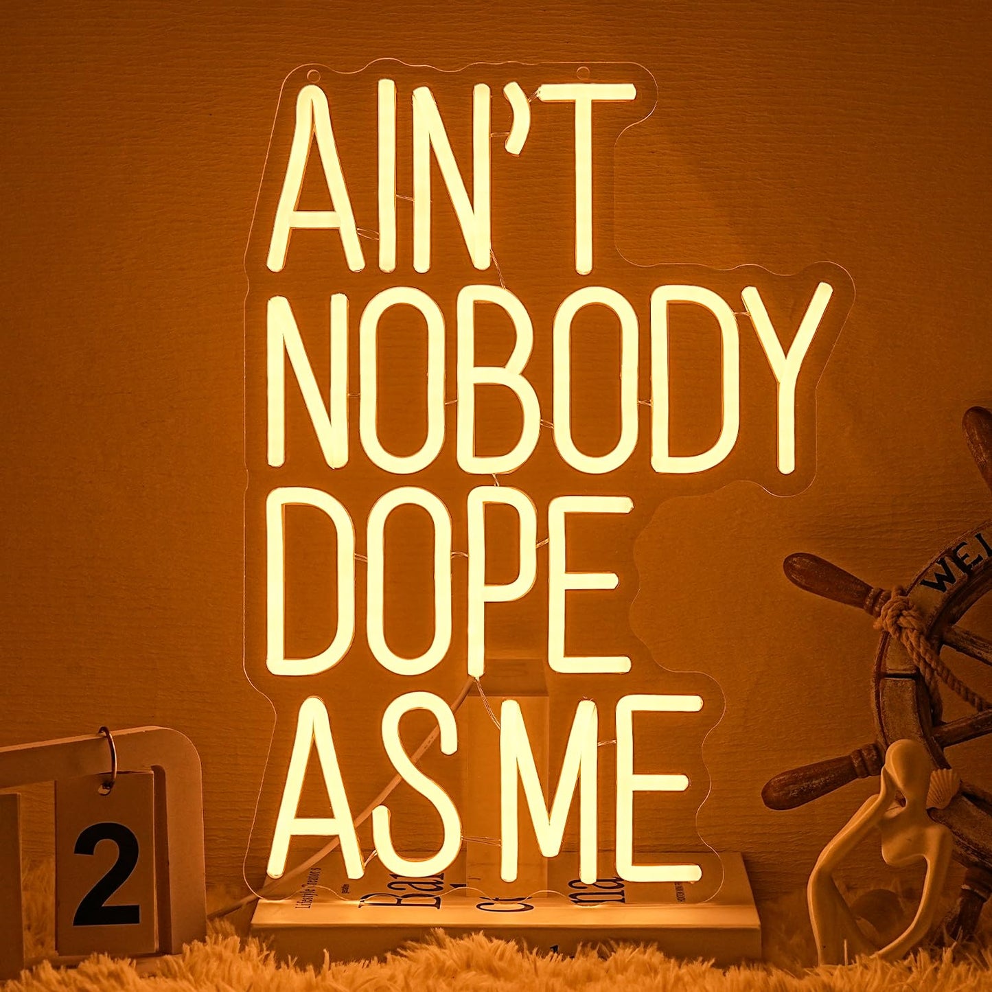 LLNEOX Ain't Nobody Dope As Me Neon Sign Warm White Letter Neon Light for Wall Decor Dimmable Motivational LED Sign for Bedroom Bar Gym Office Home Party
