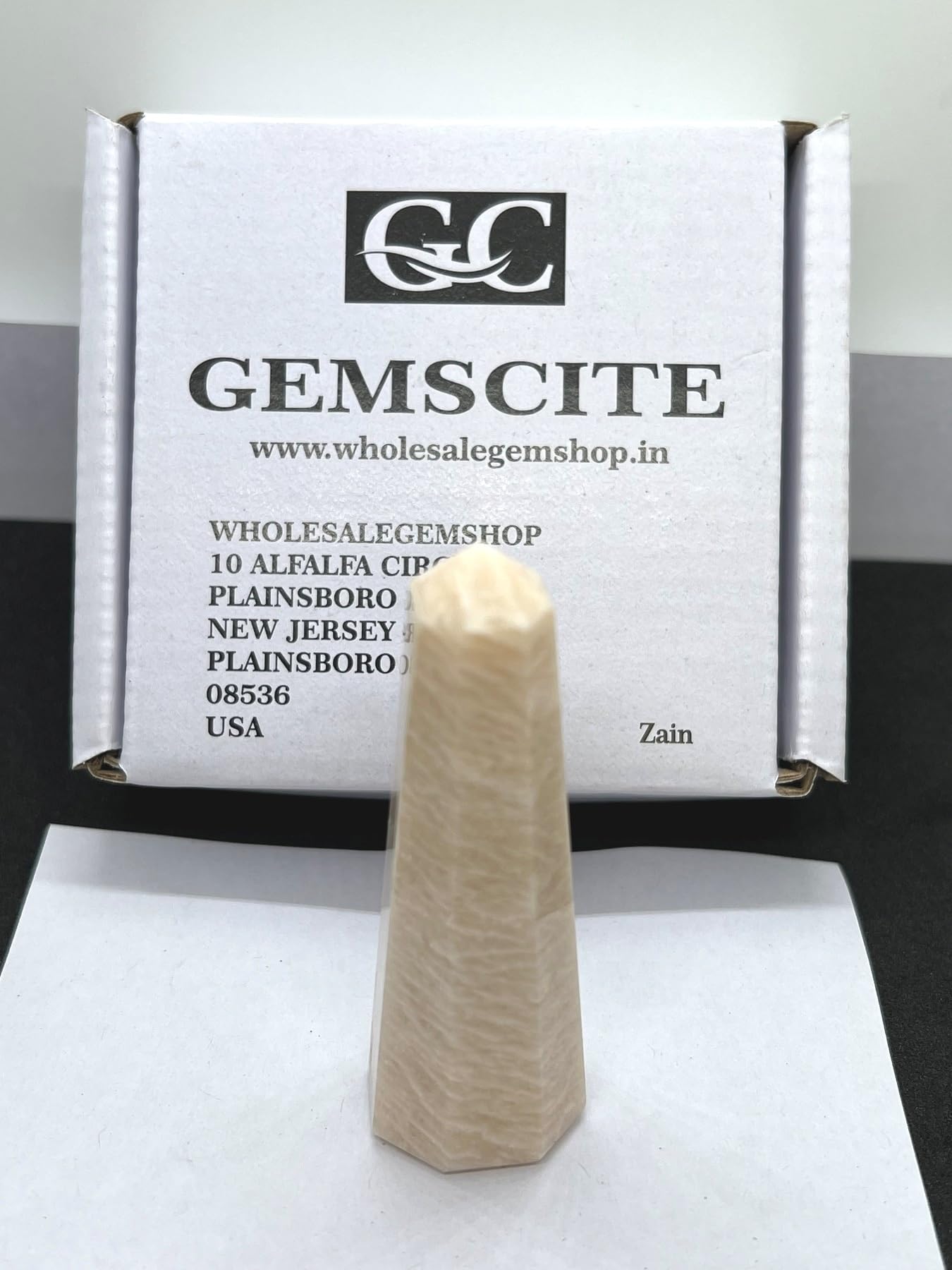 WholesaleGemShop 3 Inch (70 mm) Moonstone Gemstones Obelisk Tower Jumbo Facet Aura Rock Crystal Natural Polished Earth Wand Spirit