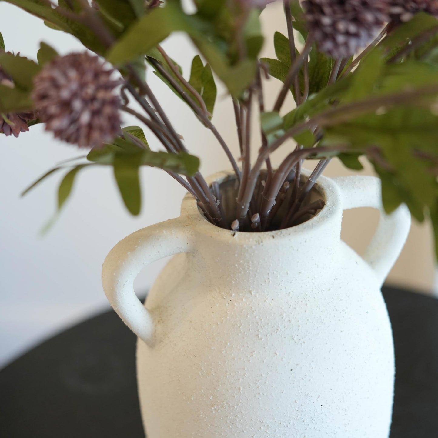 Wild Works Bailey Handmade Vase with 2 Ear Design 9.6'' Tall Ceramic Vase Retro Wabi-Sabi Style Floral Arrangement Vase Living Room Ceramic Flower Holder Hydroponic Planting（White