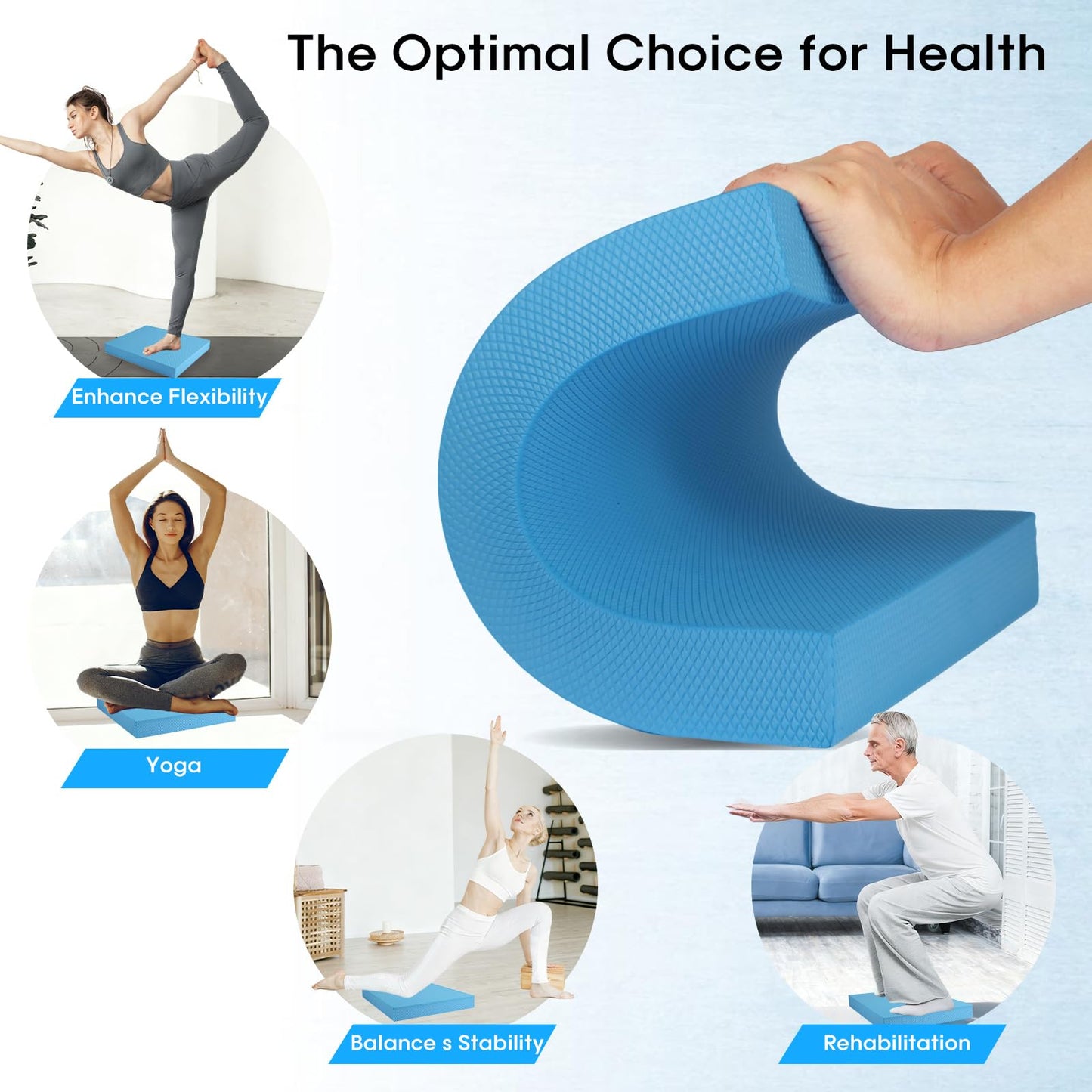 MBKHFLL Exercise Balance Pad，Balance Foam Mat for Physical Therapy Equipment & Strength Stability Training, Slip Resistant Foam Mat for Yoga, Pilates, Meditation，Gardening knee pads (blue)