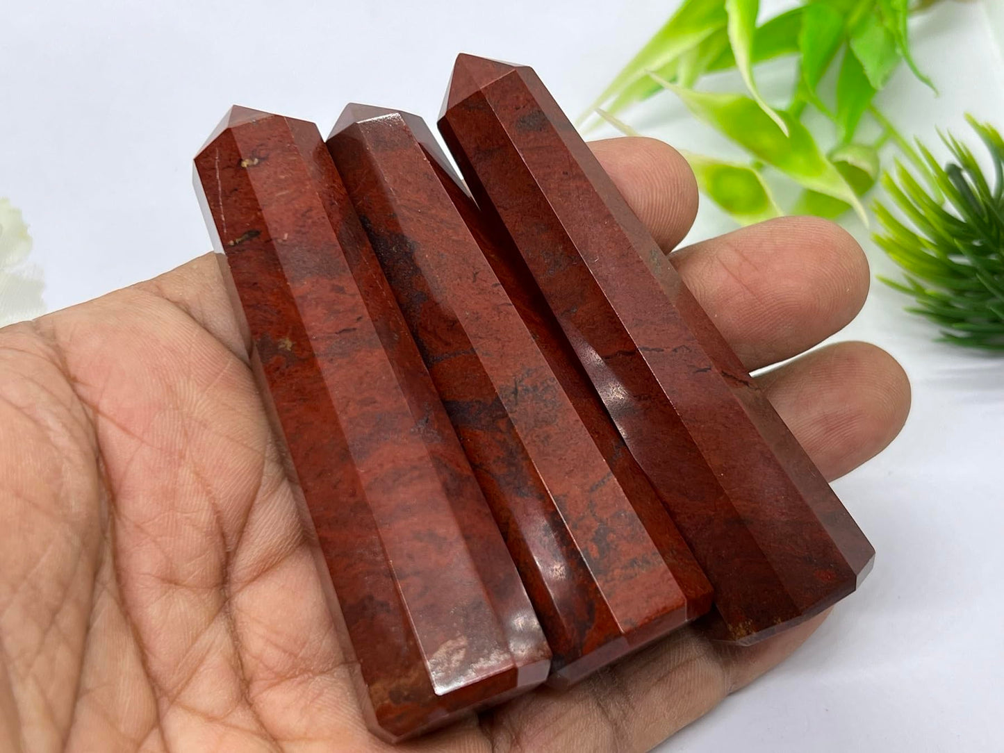 WholesaleGemShop 3 Inch (70 mm) Gemstones Red Jasper Obelisk Tower Jumbo Facet Aura Rock Crystal Natural Polished Earth Wand Spirit