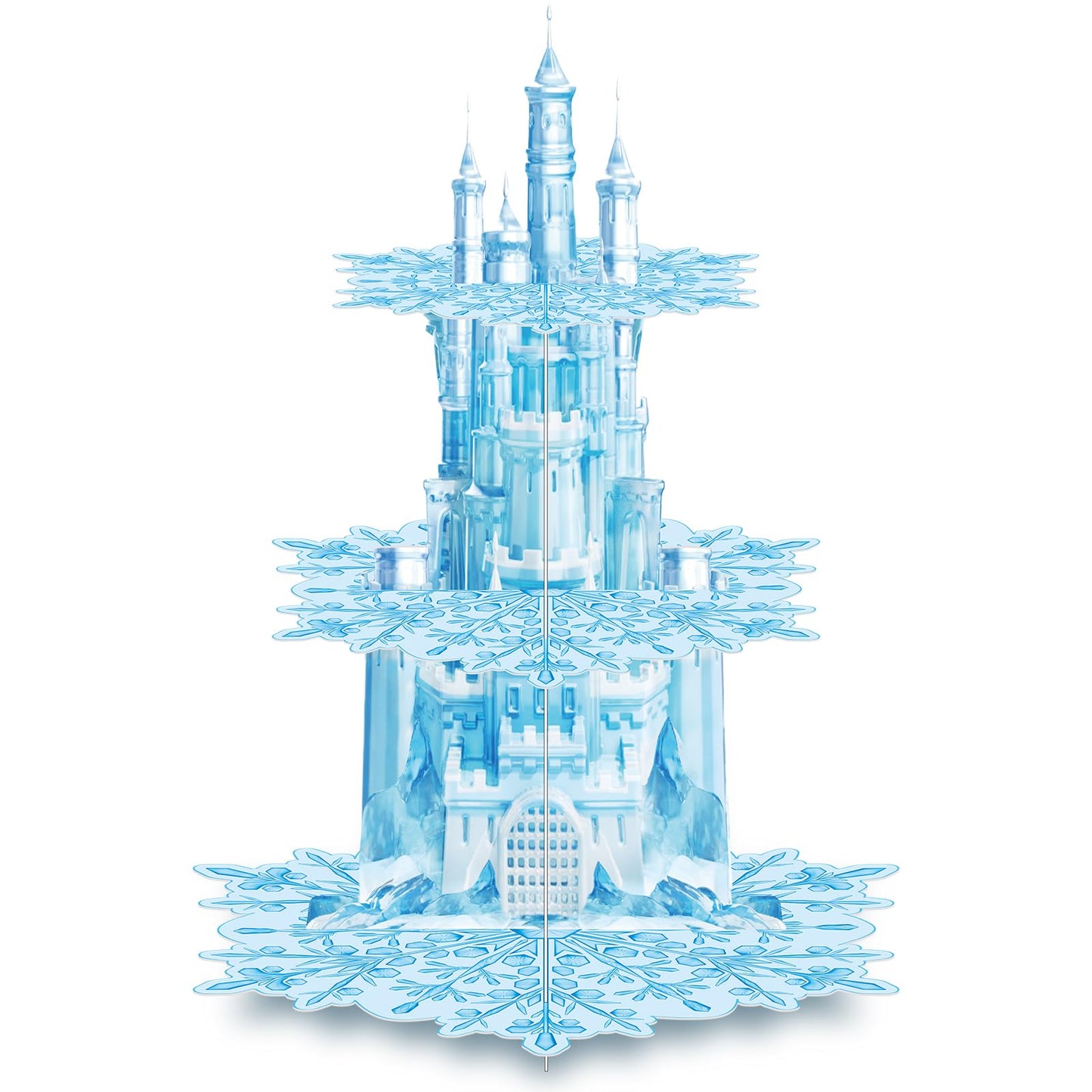 Zopeal 3 Tier Snowflake Cupcake Stand Party Decorations Snowflake Cupcake Stand Cake Holder Winter Snow Themed Cake Holder Winter Dessert Stand for Girls Kids Winter Birthday Party Supplies